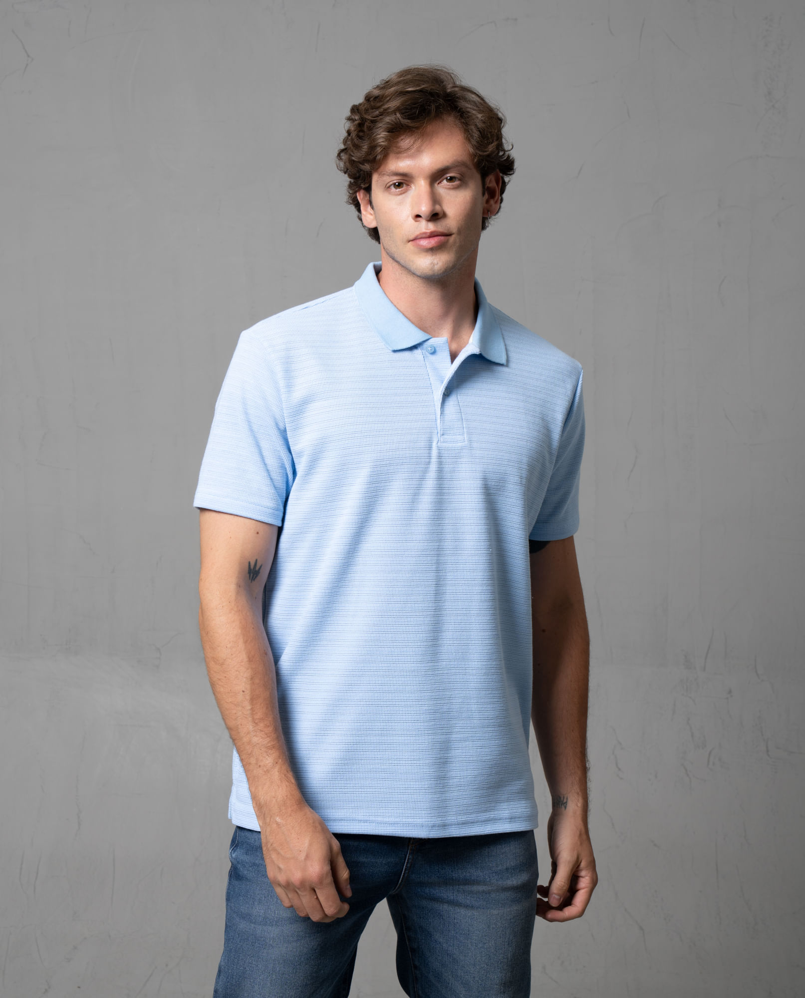 Polo en tela con textura para hombre