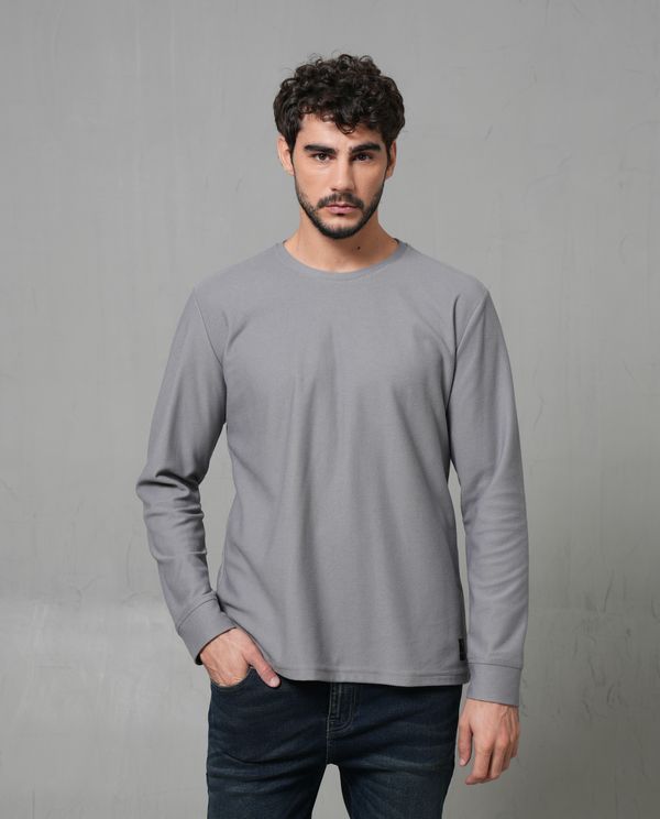 Camiseta manga larga con textura para hombre