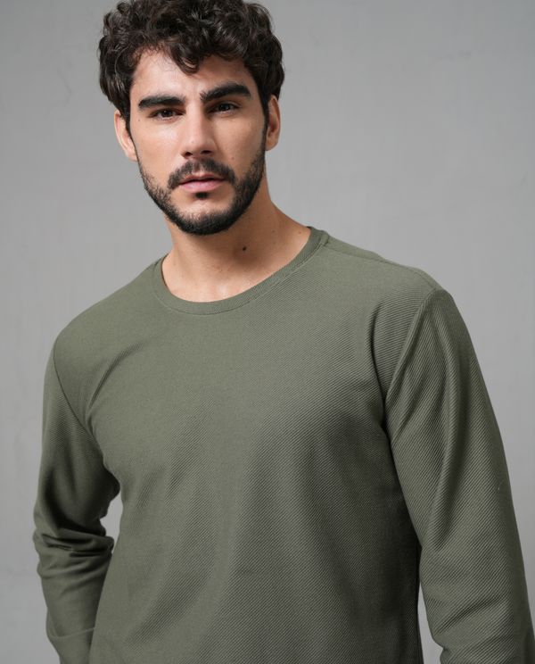 Camiseta manga larga con textura para hombre