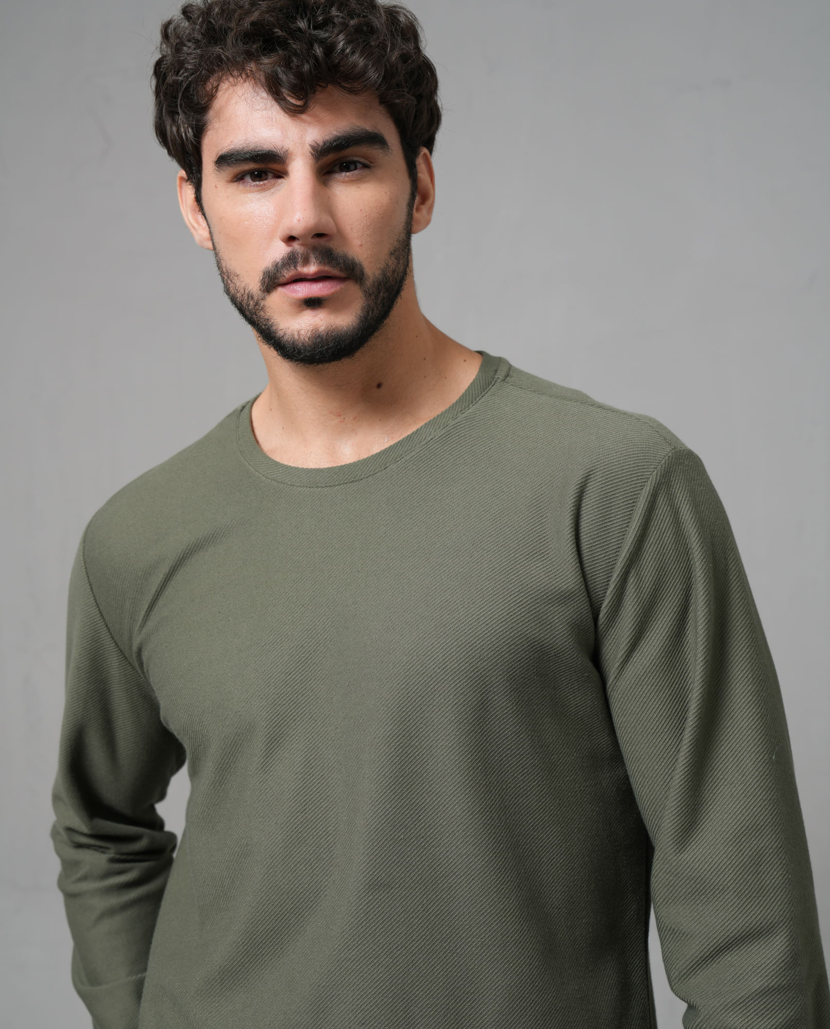 Camiseta manga larga con textura para hombre