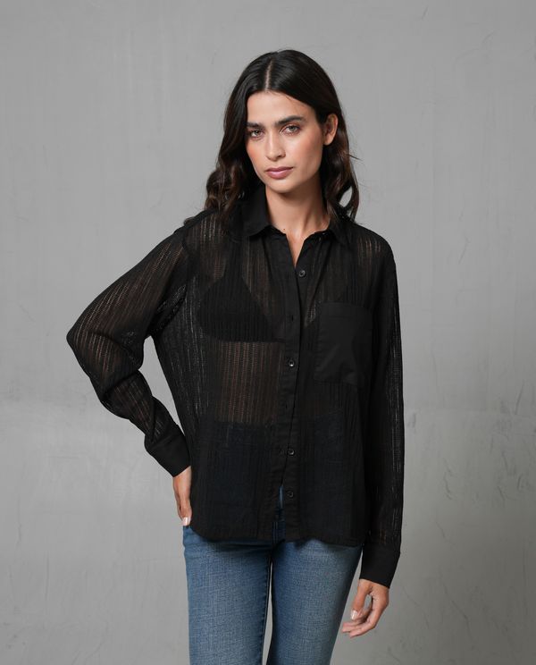 Camisa tipo malla tejida para mujer