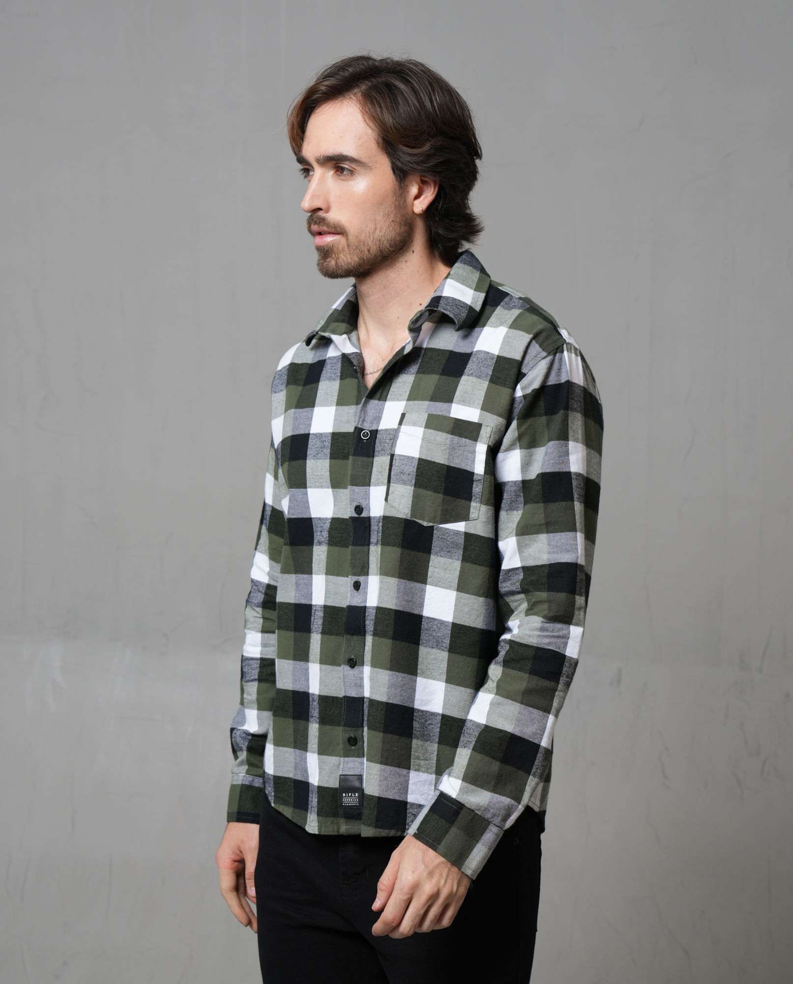 Camisa manga larga a cuadros para hombre