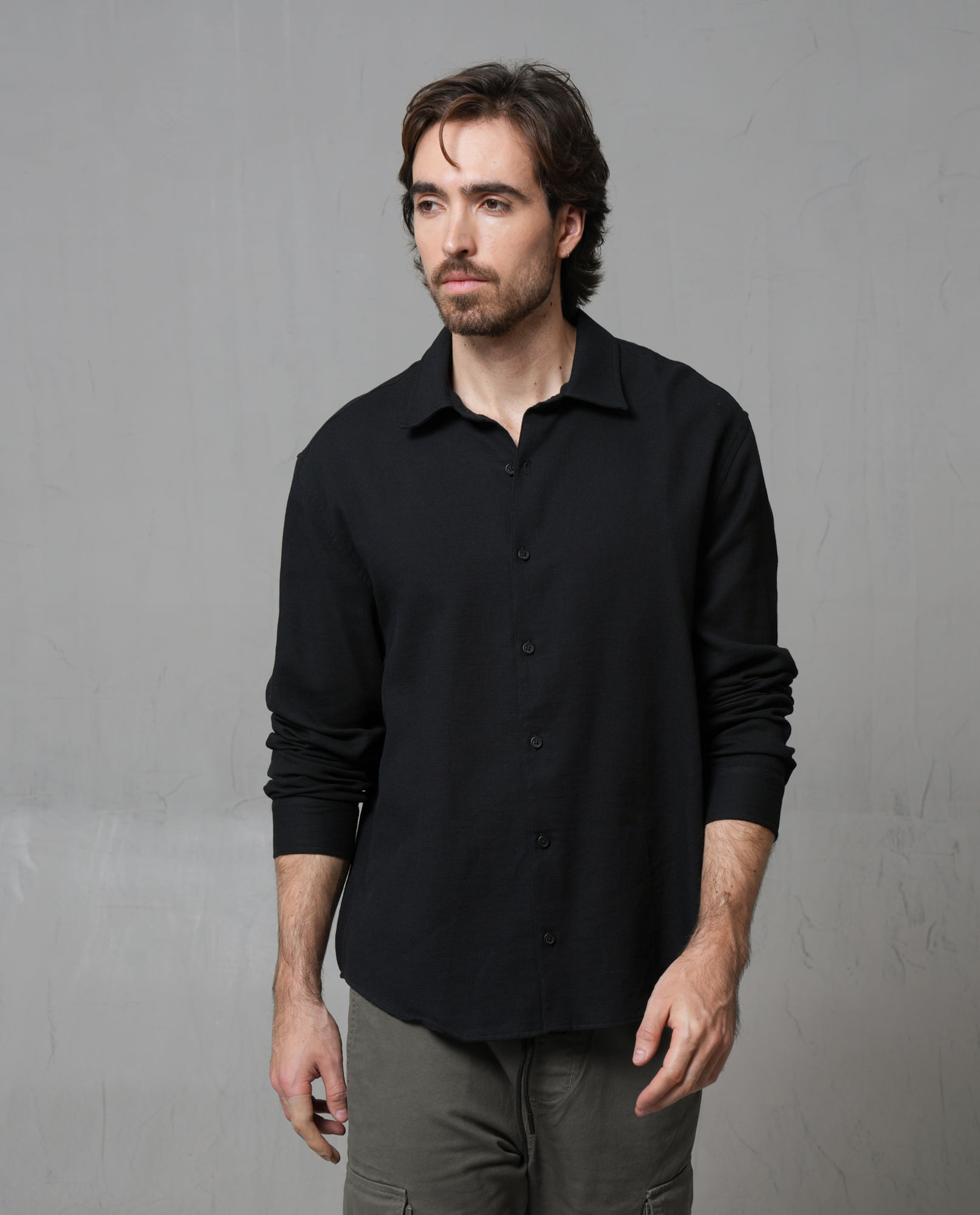 Camisa manga larga con textura para hombre