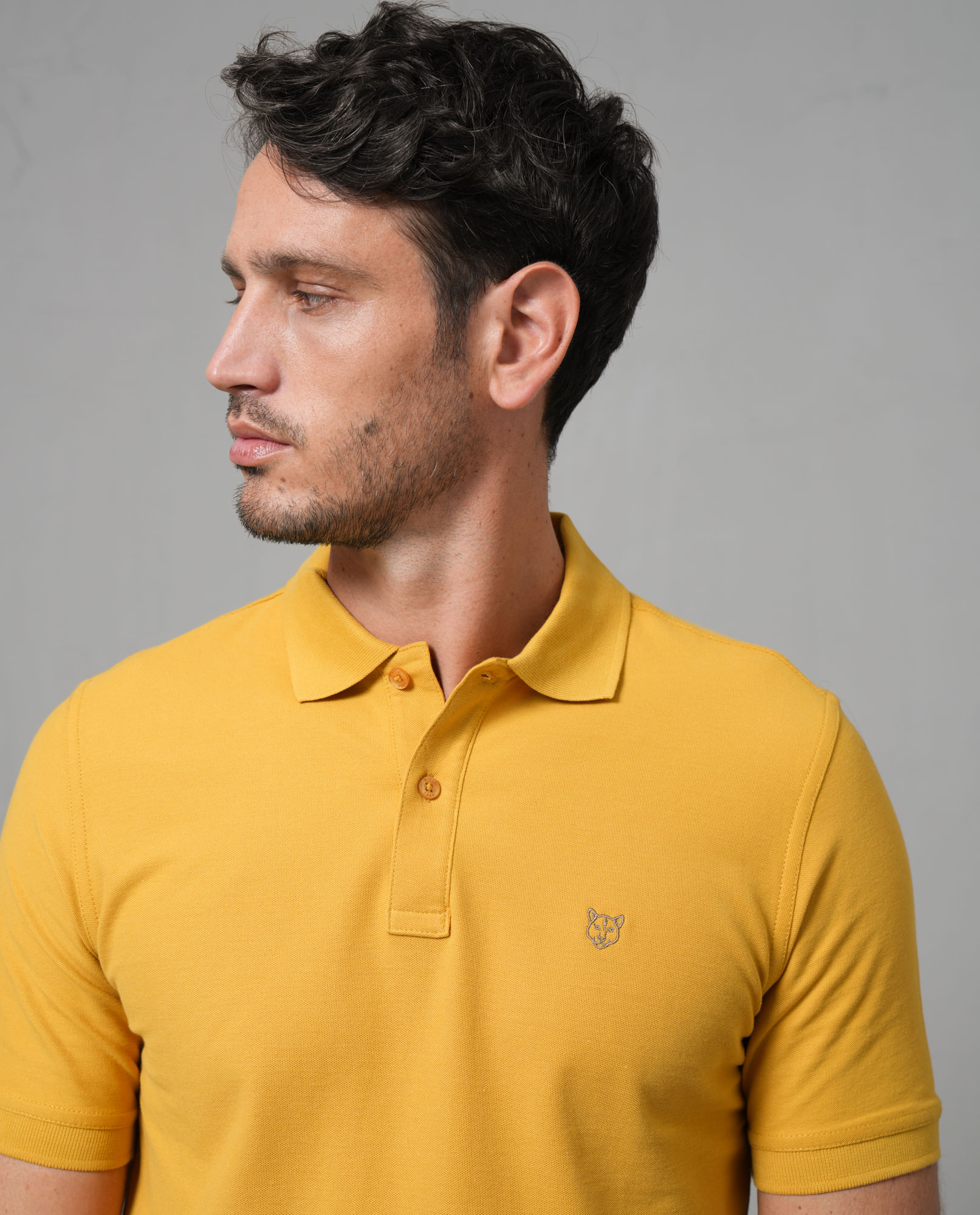 Polo con cuello tejido para hombre