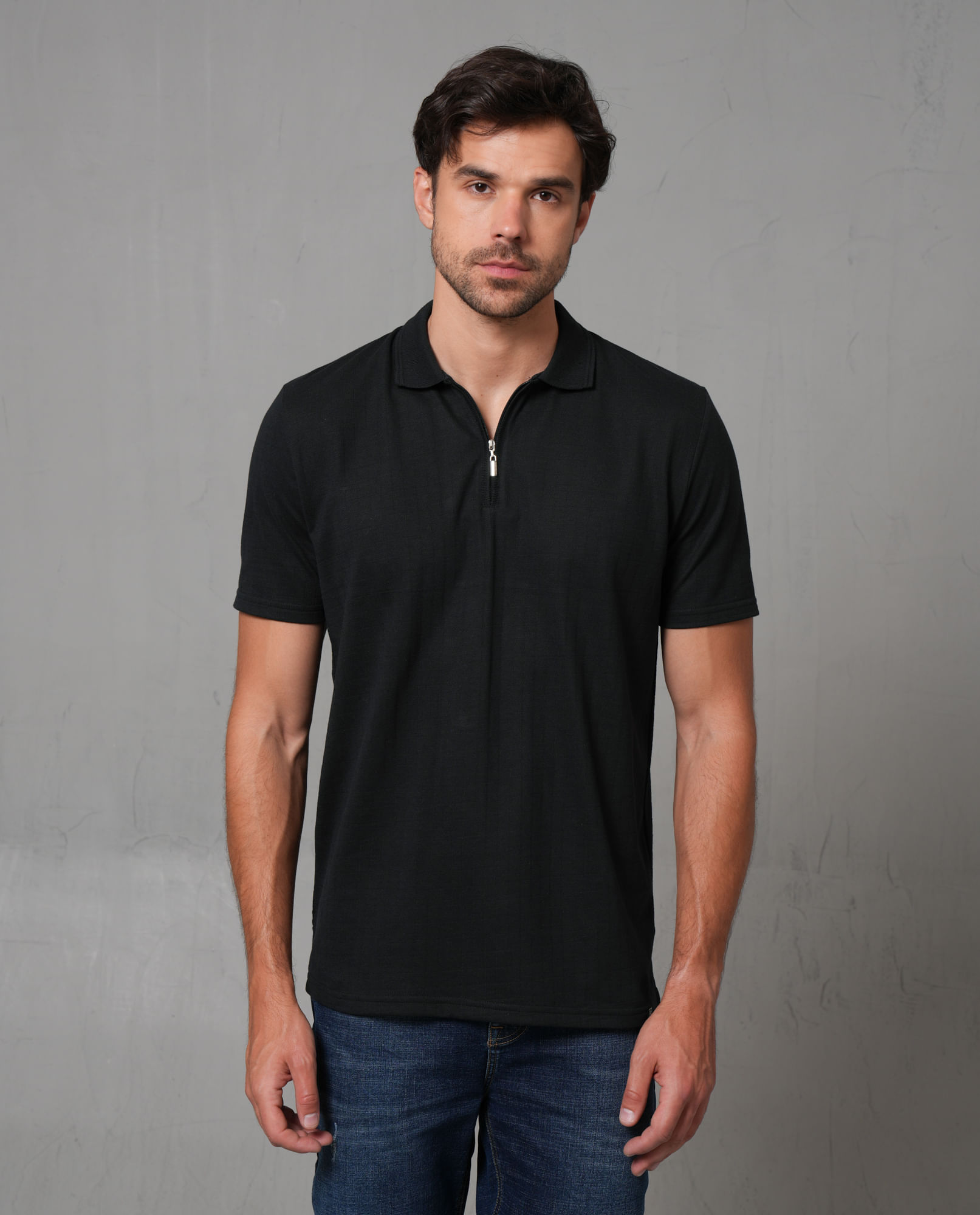Polo cuello tejido con textura para hombre