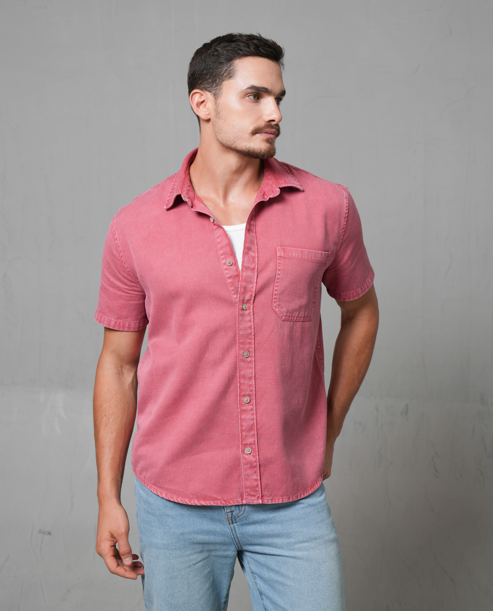 Camisa en Dril manga corta para hombre