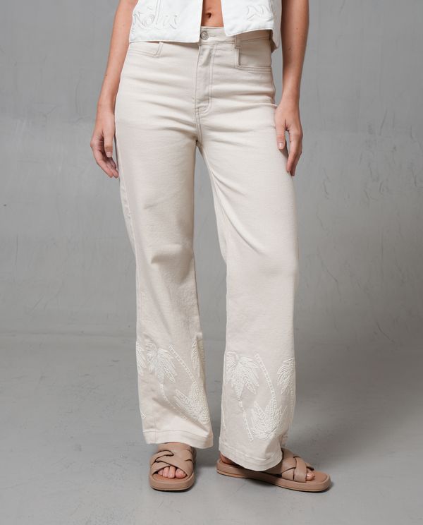 Pantalón Wide Leg con estampado de palmeras en bota para mujer