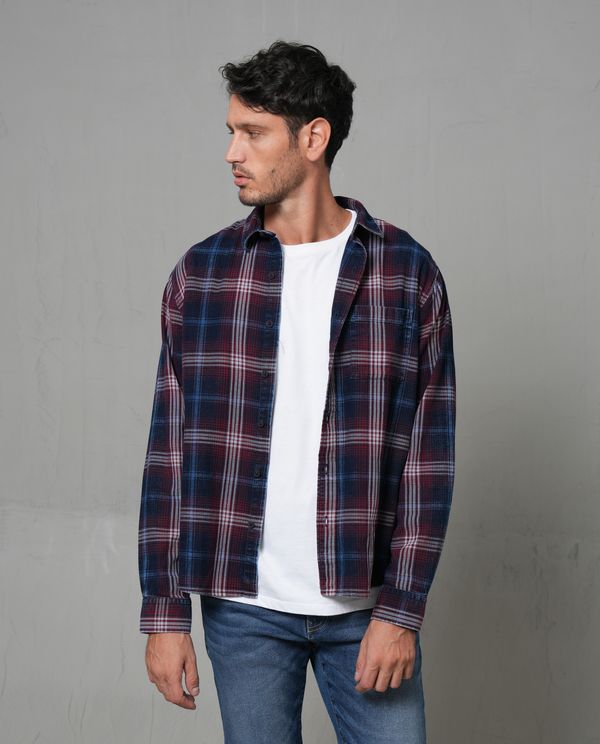 Camisa manga larga con cuadros para hombre