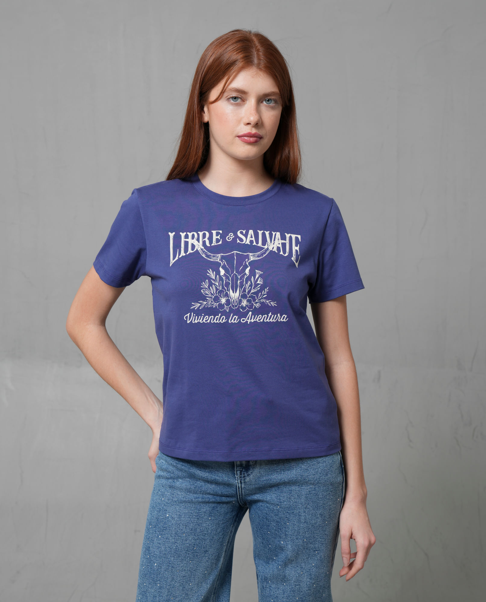 Camiseta con estampado en frente para mujer