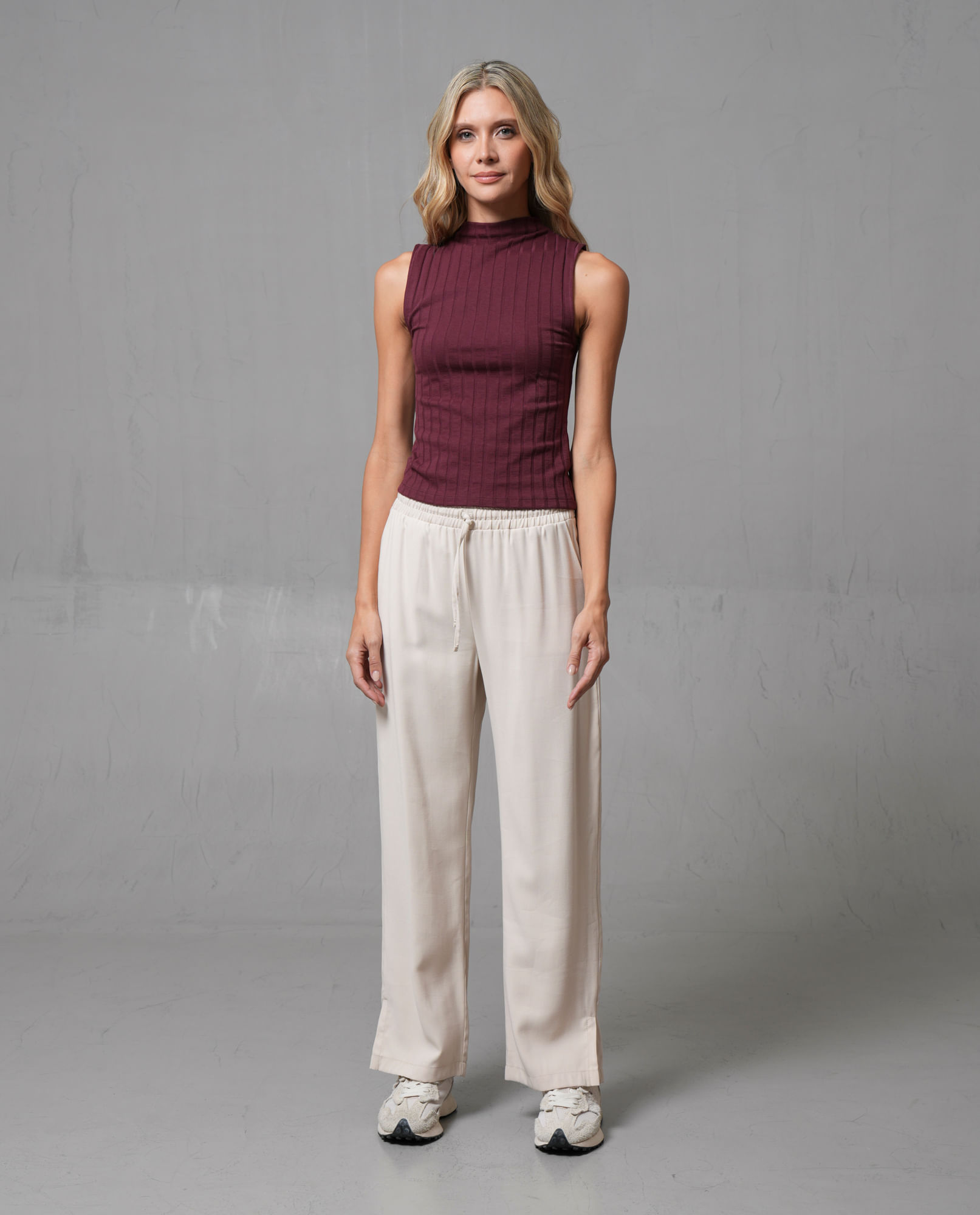 Pantalón Recto con elástico en cintura para mujer