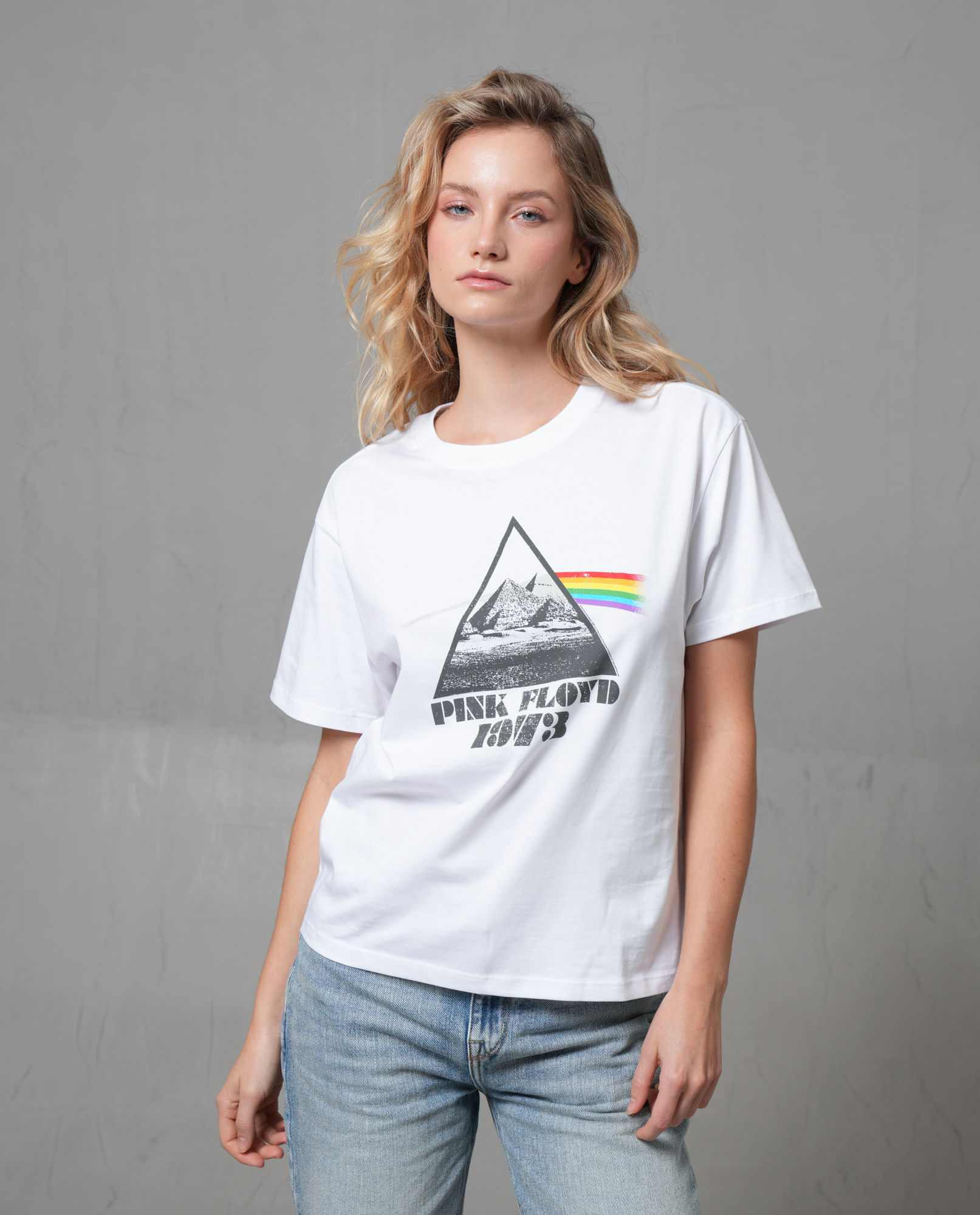 Camiseta con estampado de Pink Floyd en frente para mujer
