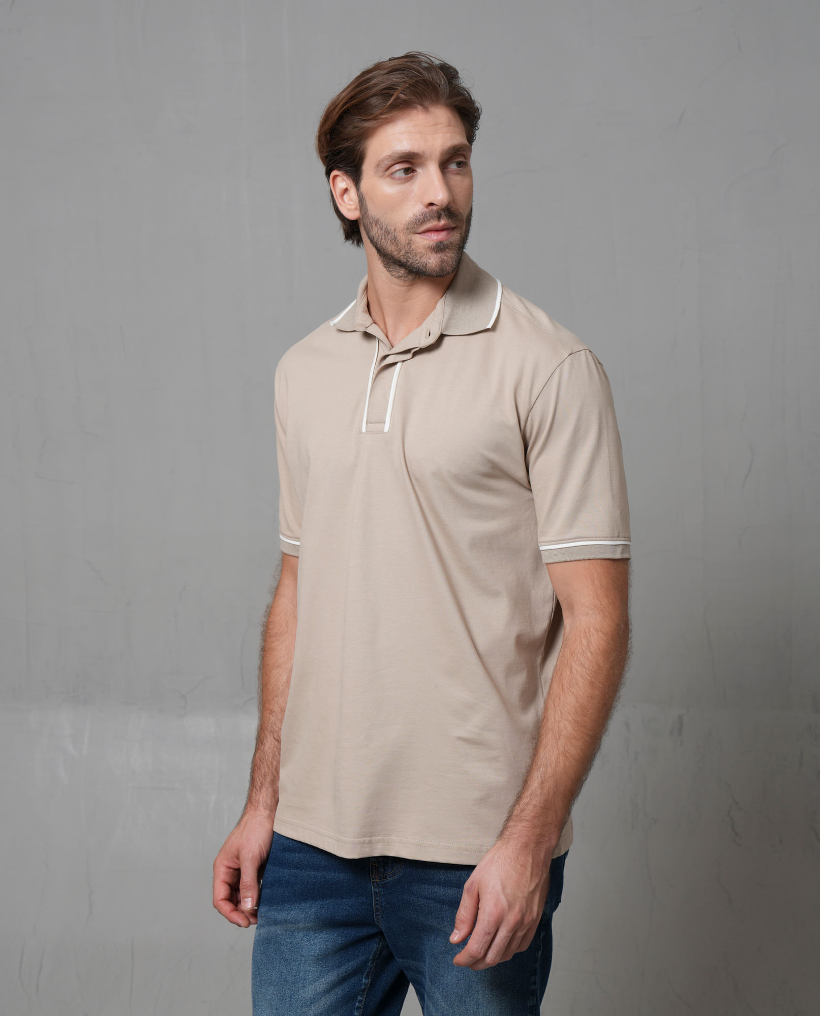 Polo clásica con cuello tejido para hombre