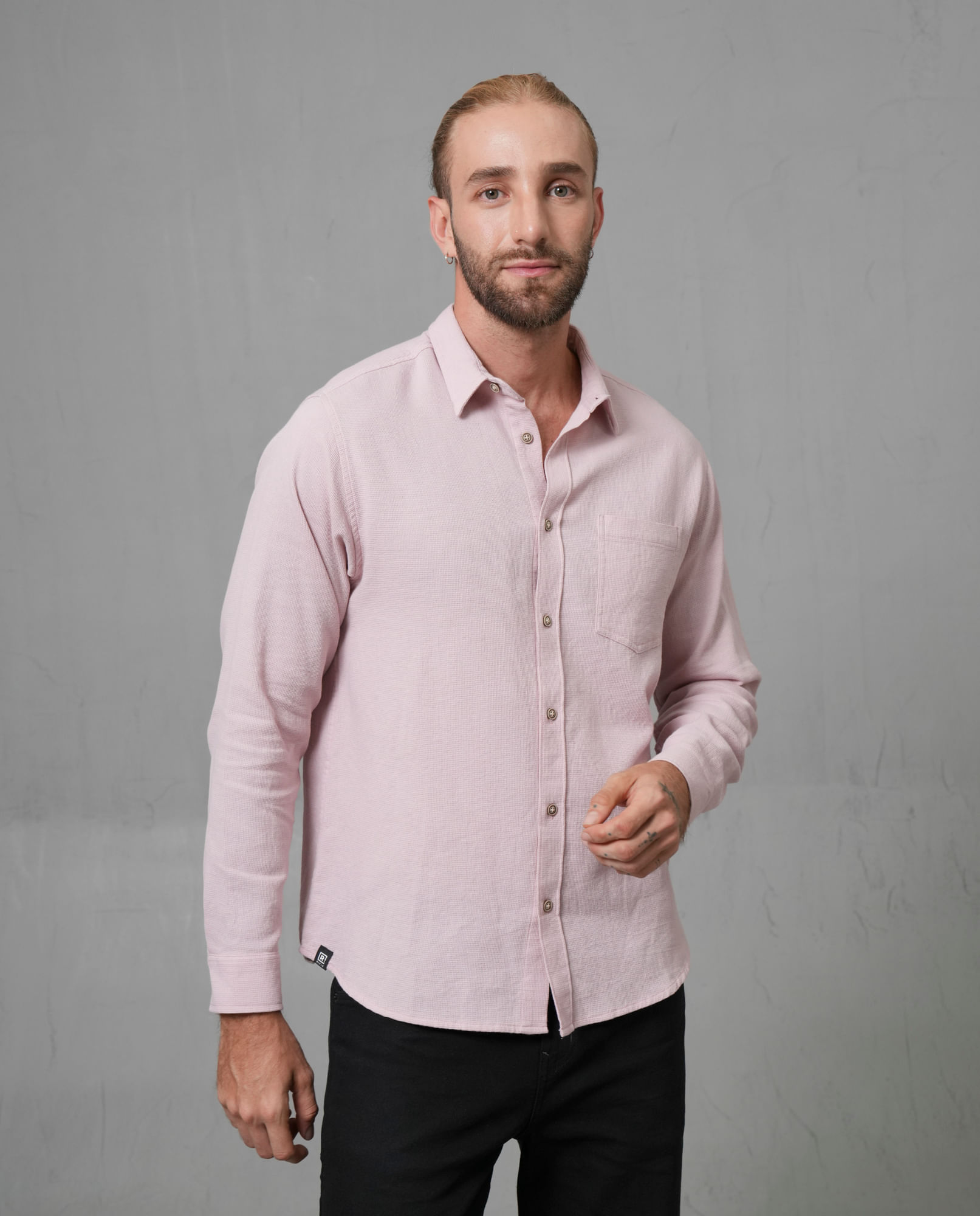 Camisa manga larga con textura para hombre