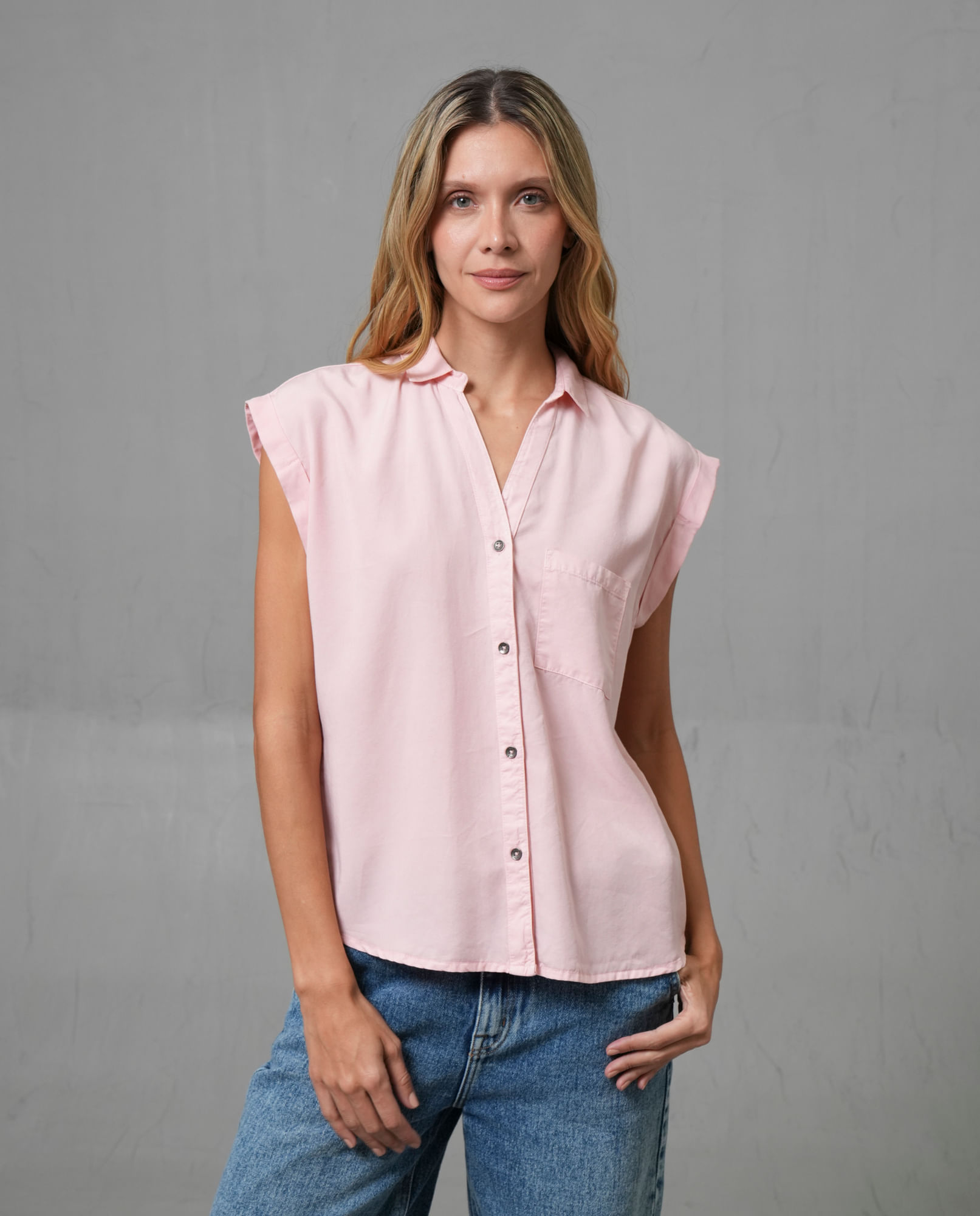 Camisa manga sisa con bolsillo para mujer