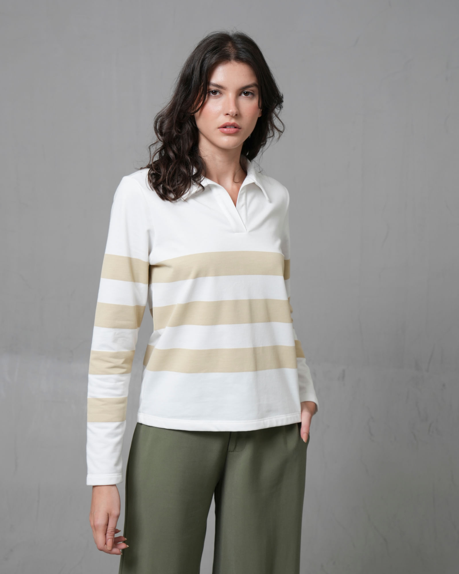 Buzo con rayas de manga larga para mujer