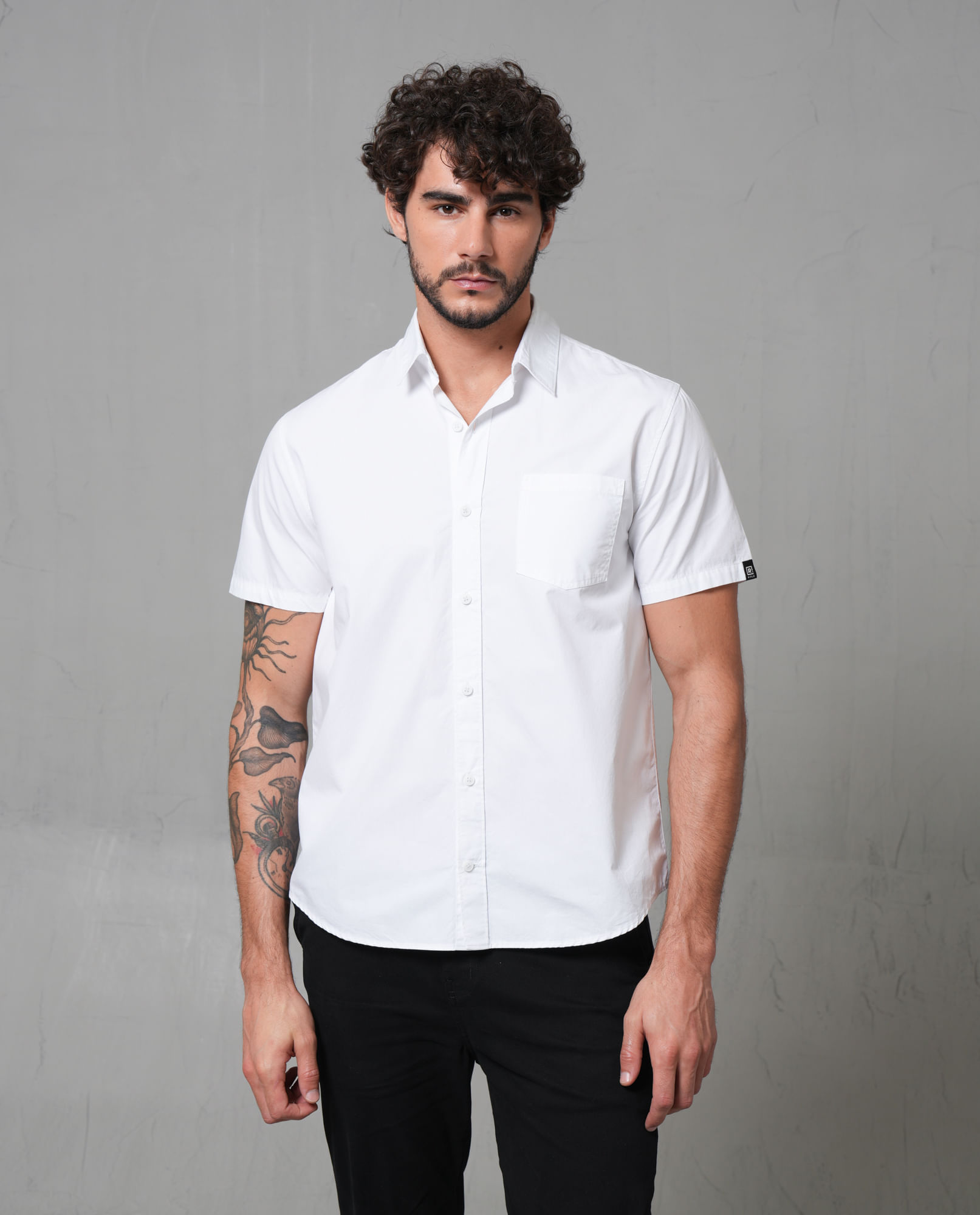 Camisa manga corta en popelina para hombre