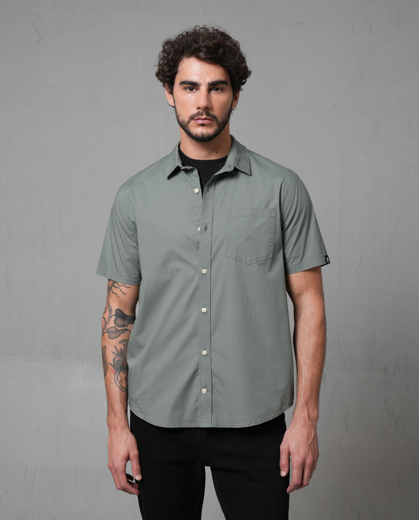Camisa manga corta en popelina para hombre