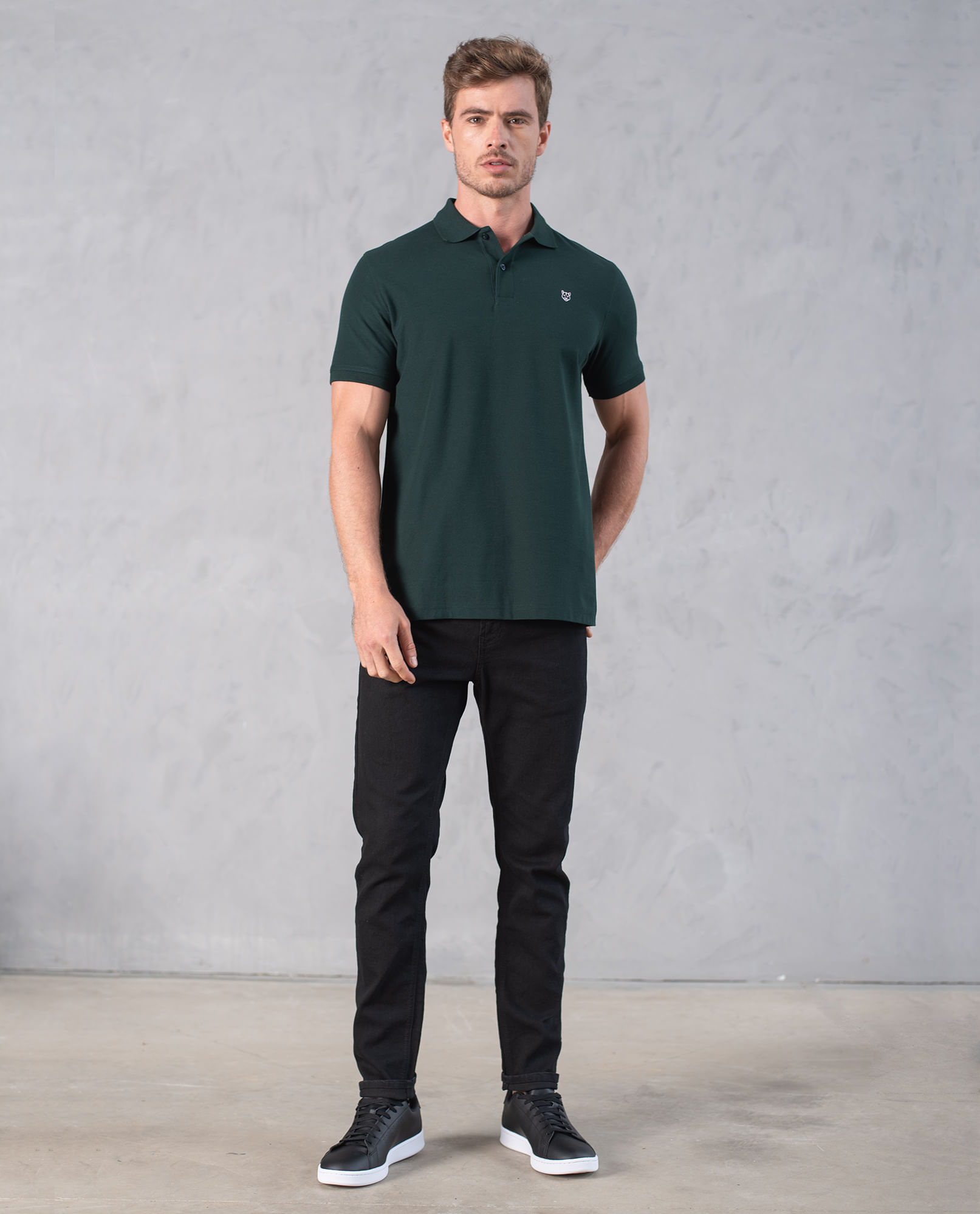 Polo con cuello tejido para hombre