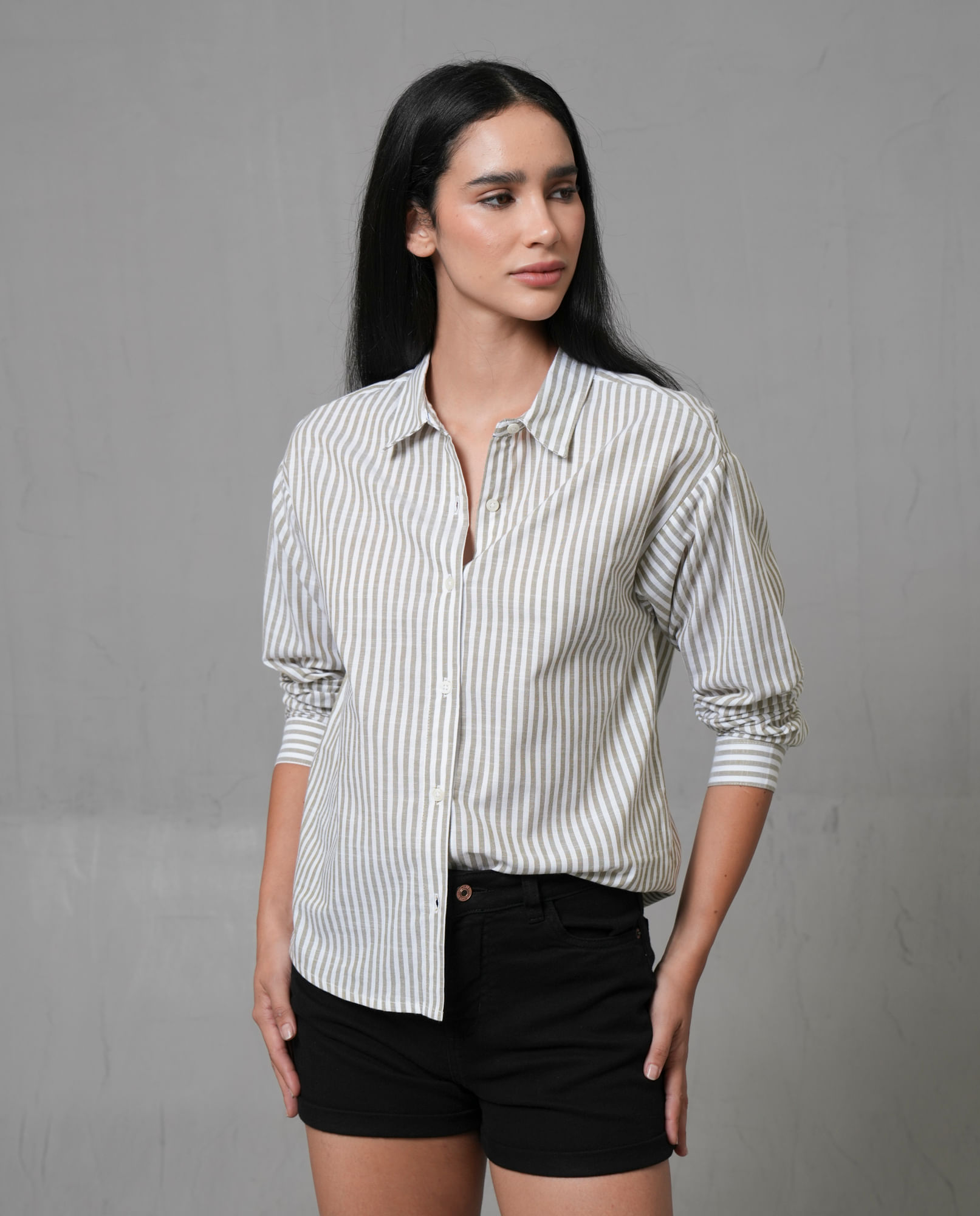 Camisa icónica con diseño preteñido a rayas para mujer