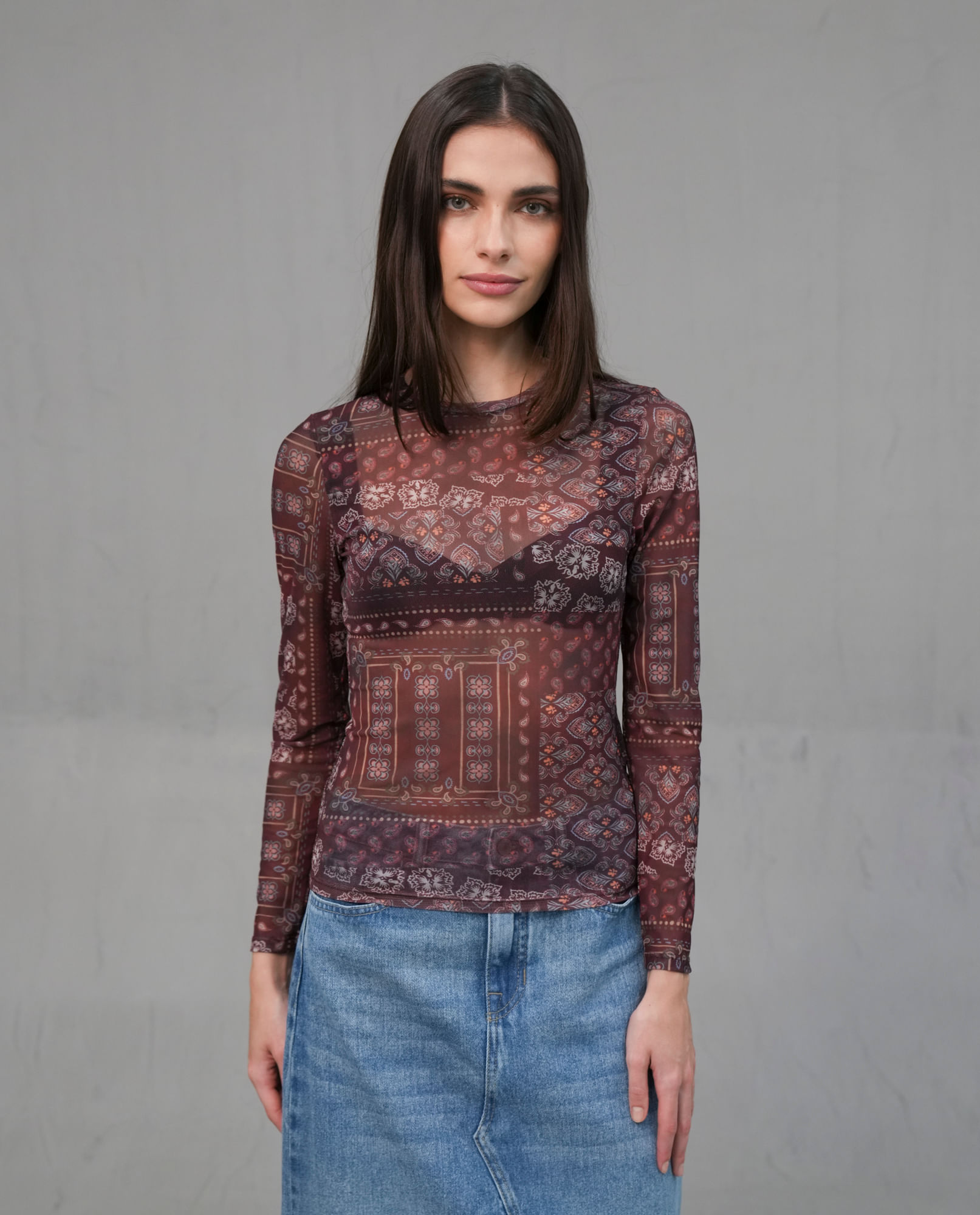Camiseta manga larga con estampado para mujer