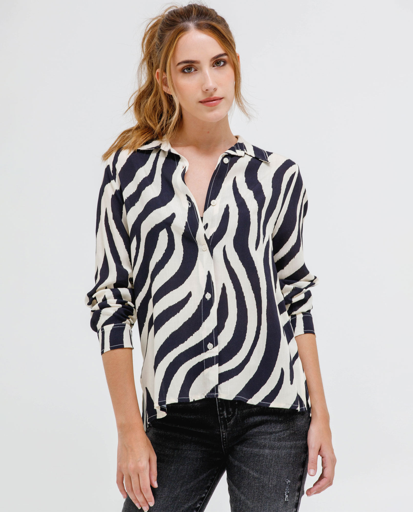 Camisa estampada amplia para mujer