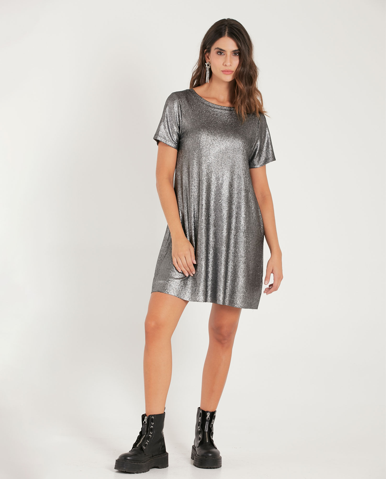 Vestido corto con efecto brillo para mujer