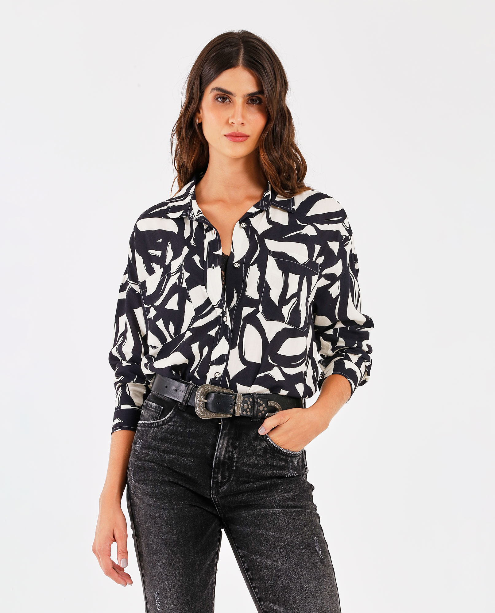 Camisa con estampado asimétrico para mujer