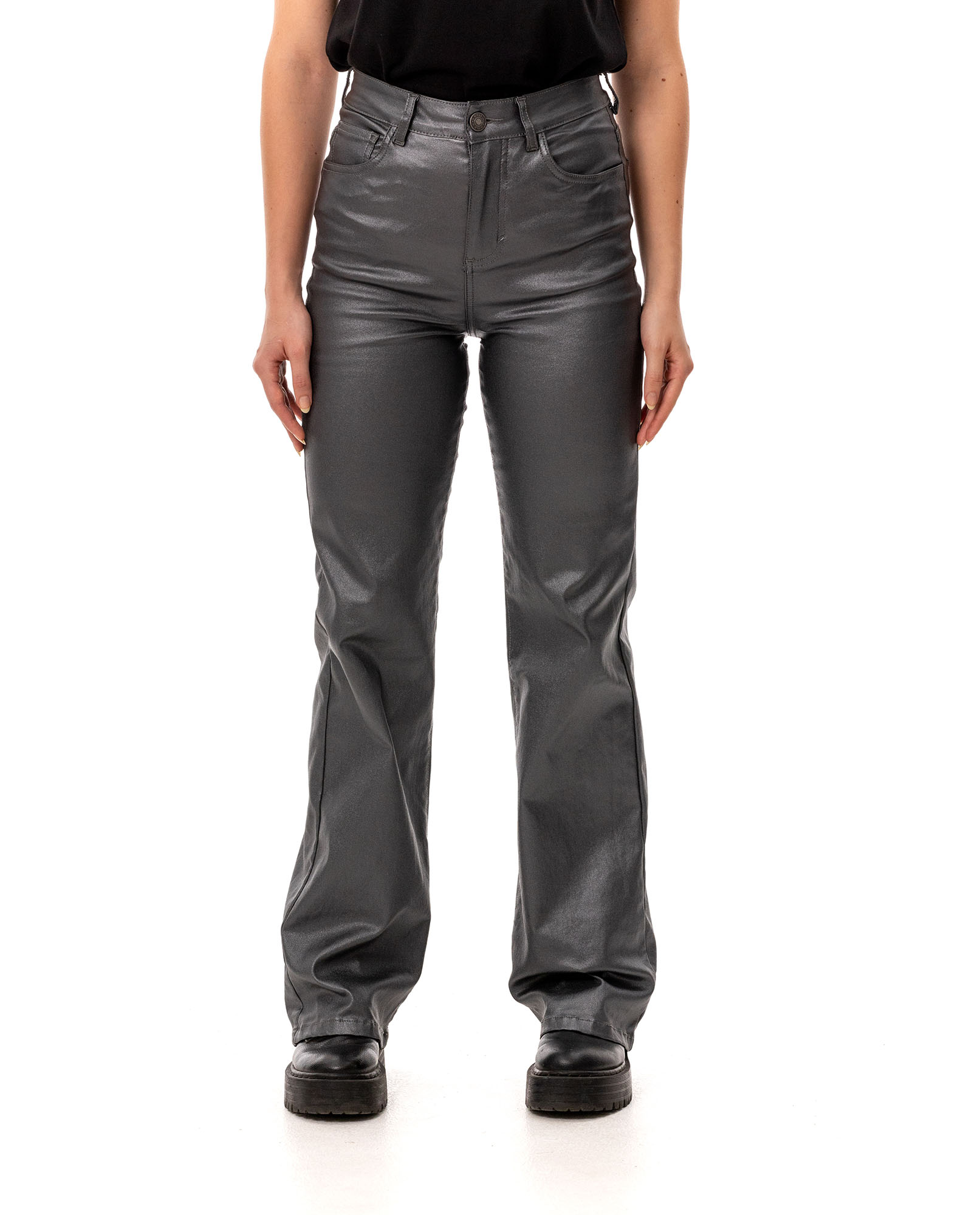 Pantalón efecto brillo para mujer