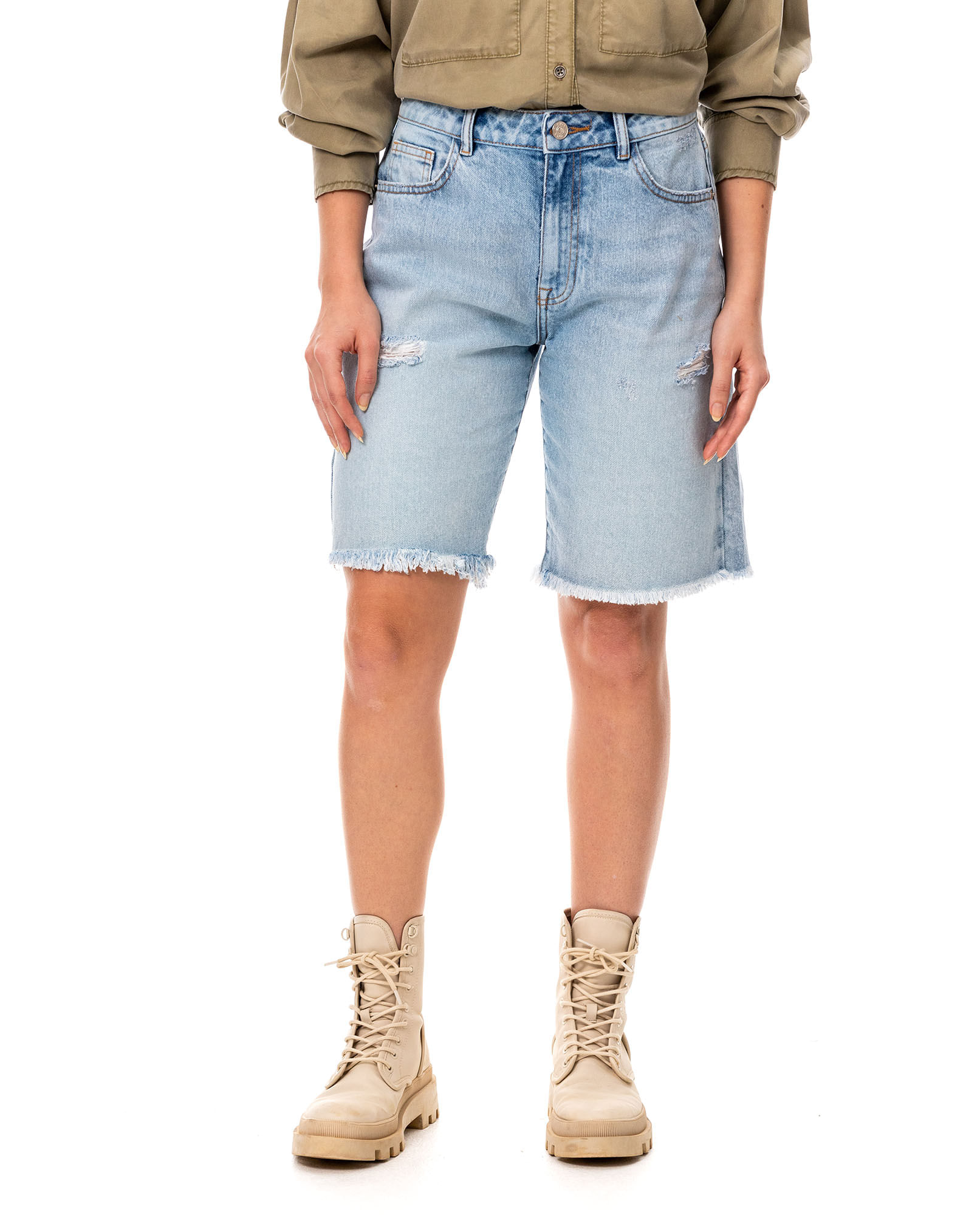 Bermuda con ruedo desflecado para mujer