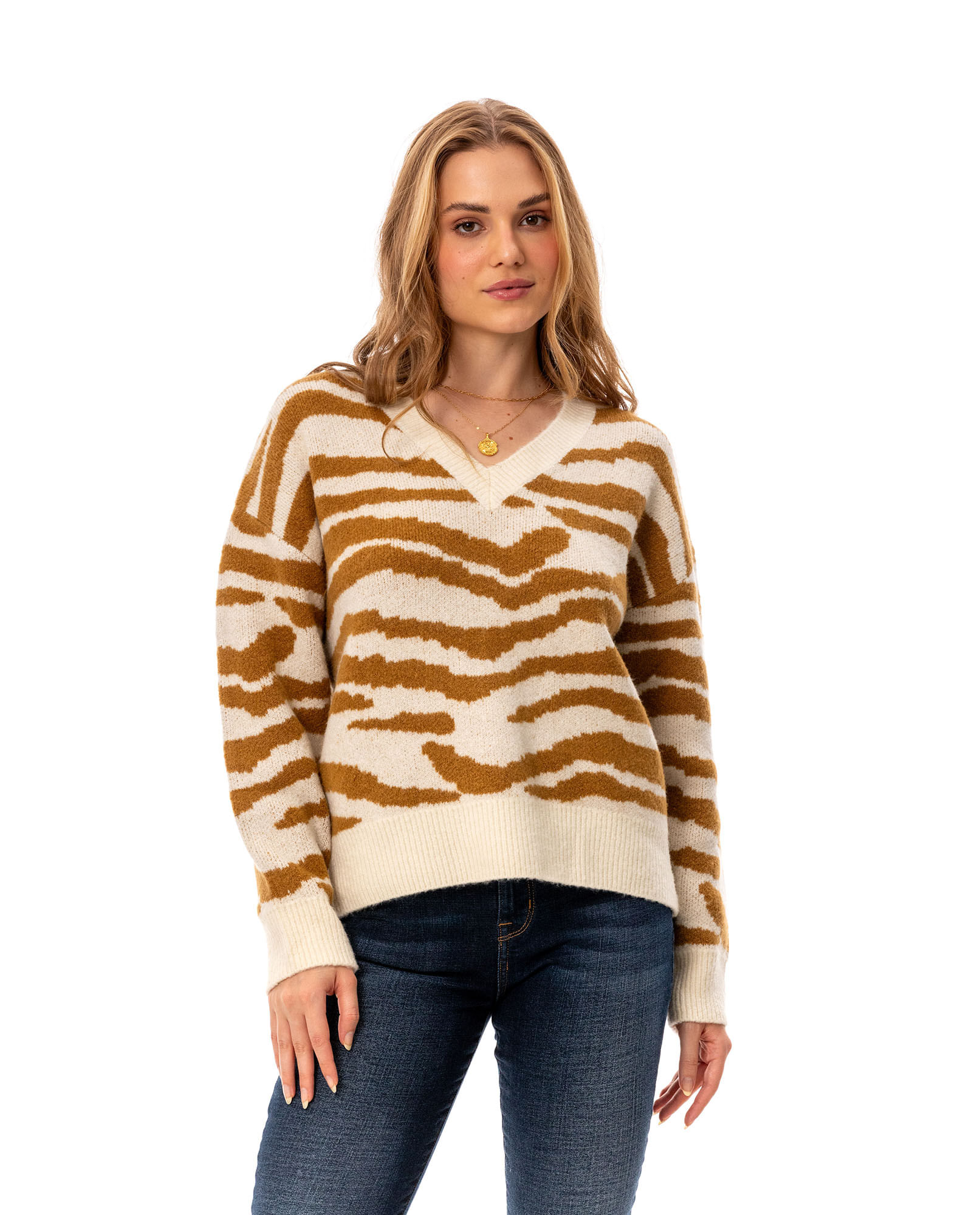 Buzo con diseño animal print para mujer