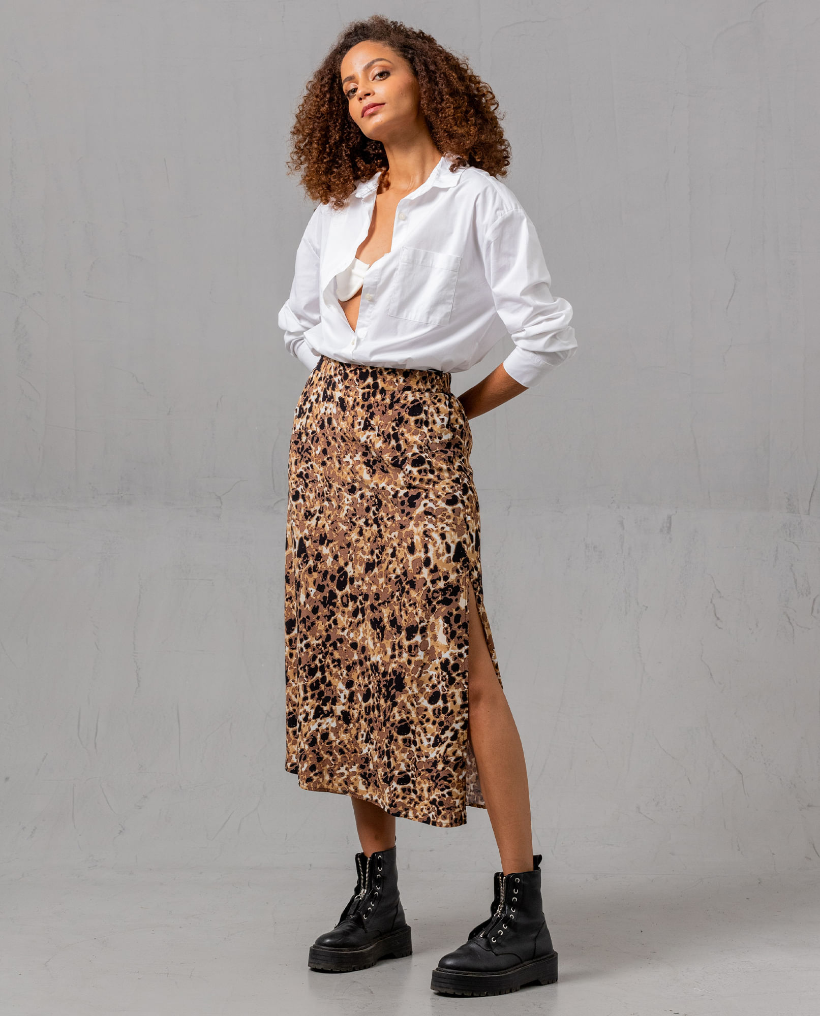 Falda con diseño animal print para mujer