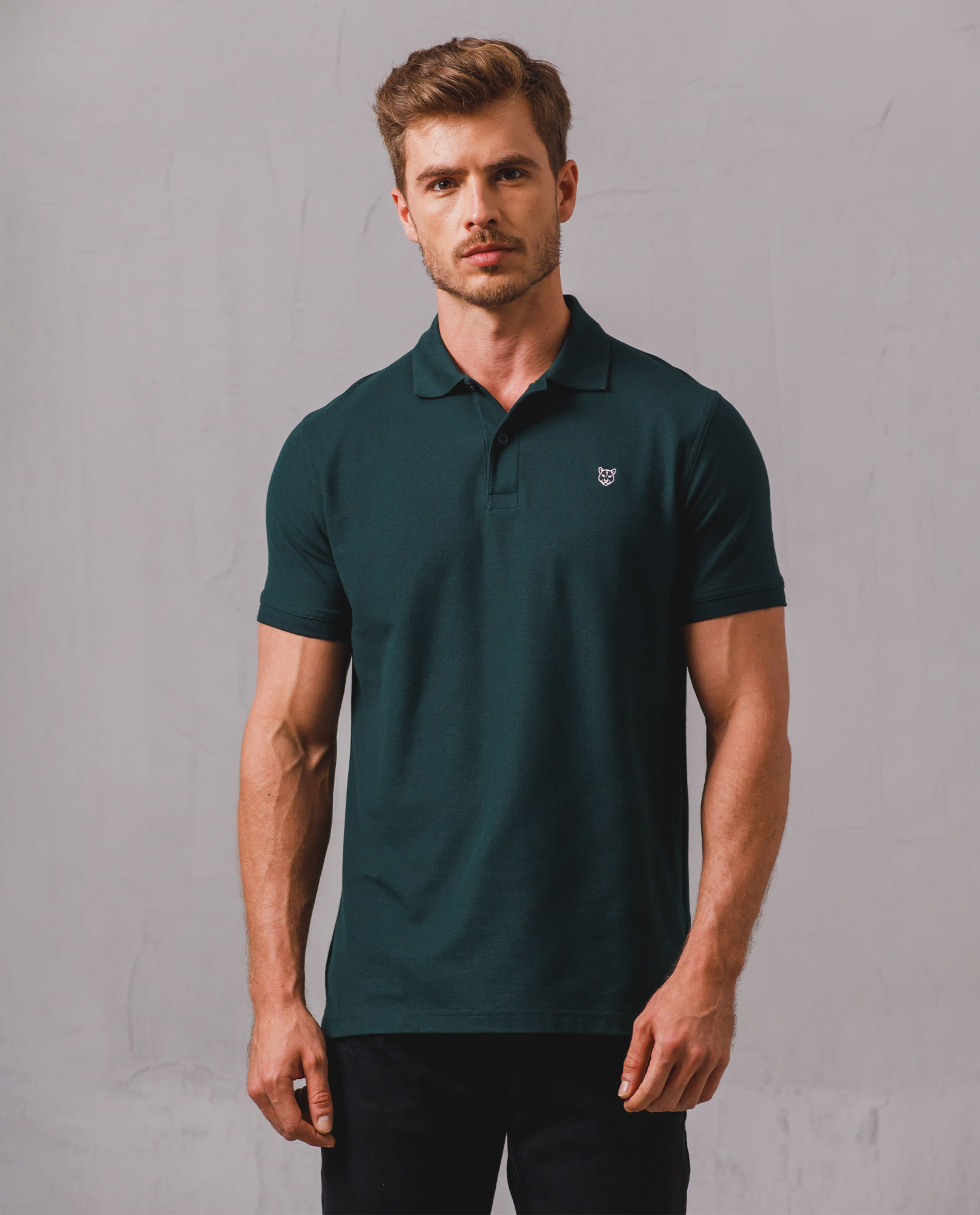 Polo con cuello tejido para hombre