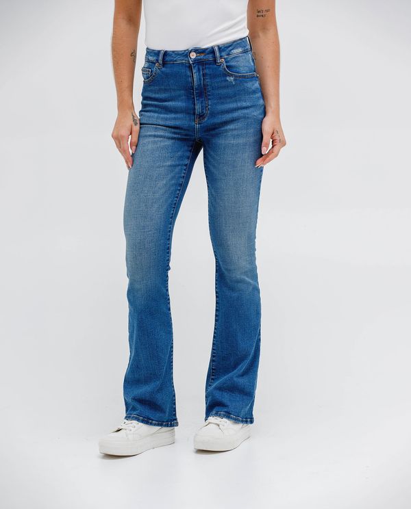 Jean Flare con mini desgastes para mujer