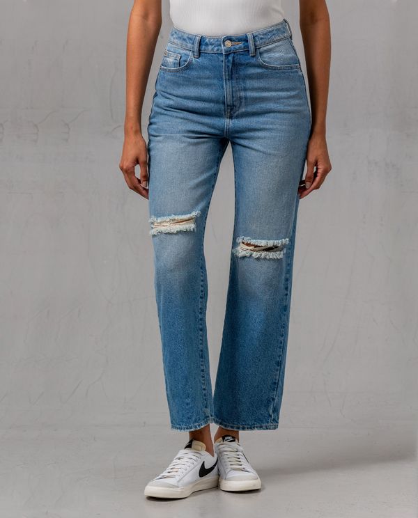Jean Straight con rotos para mujer.
