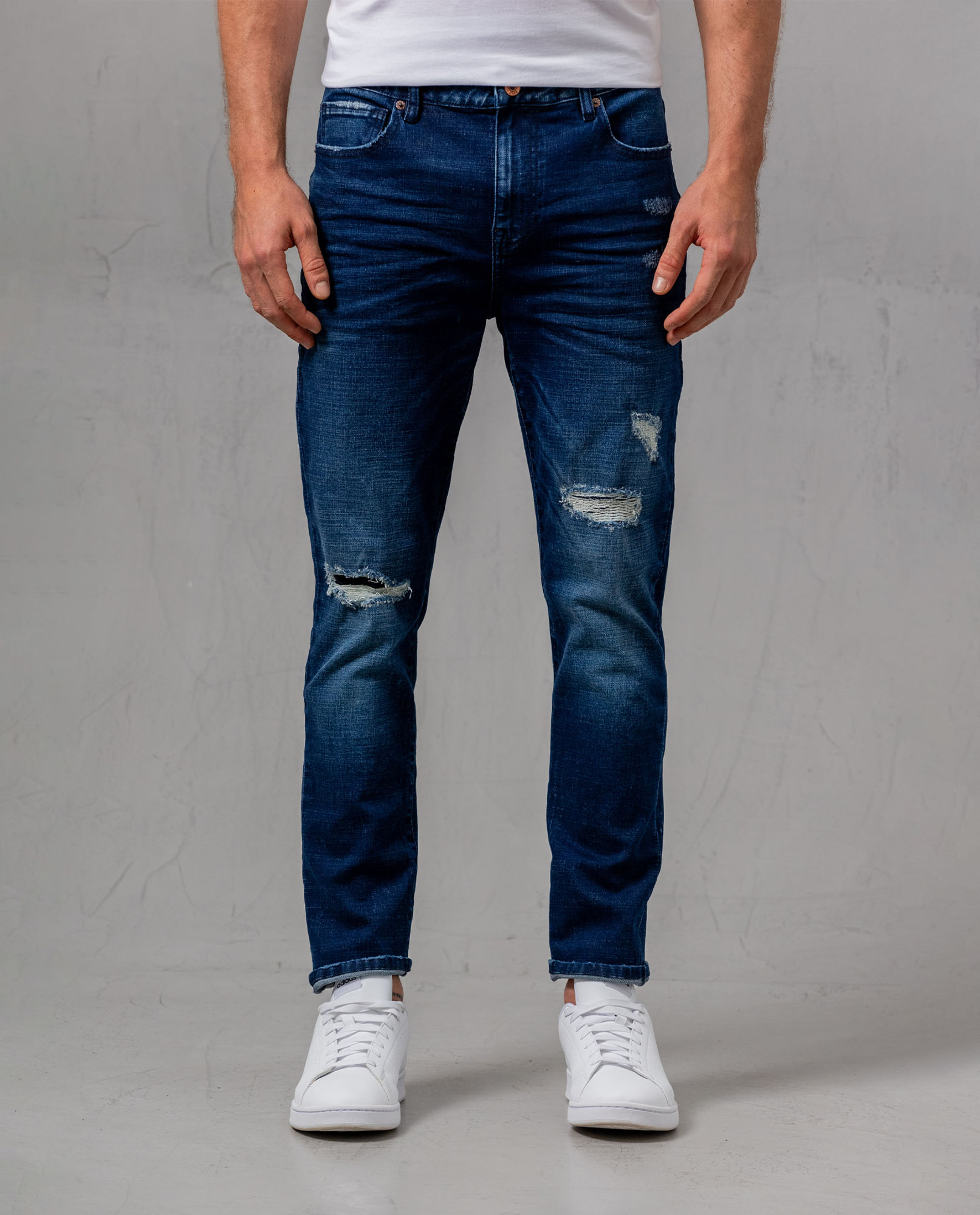 Jean Slim con rotos para hombre