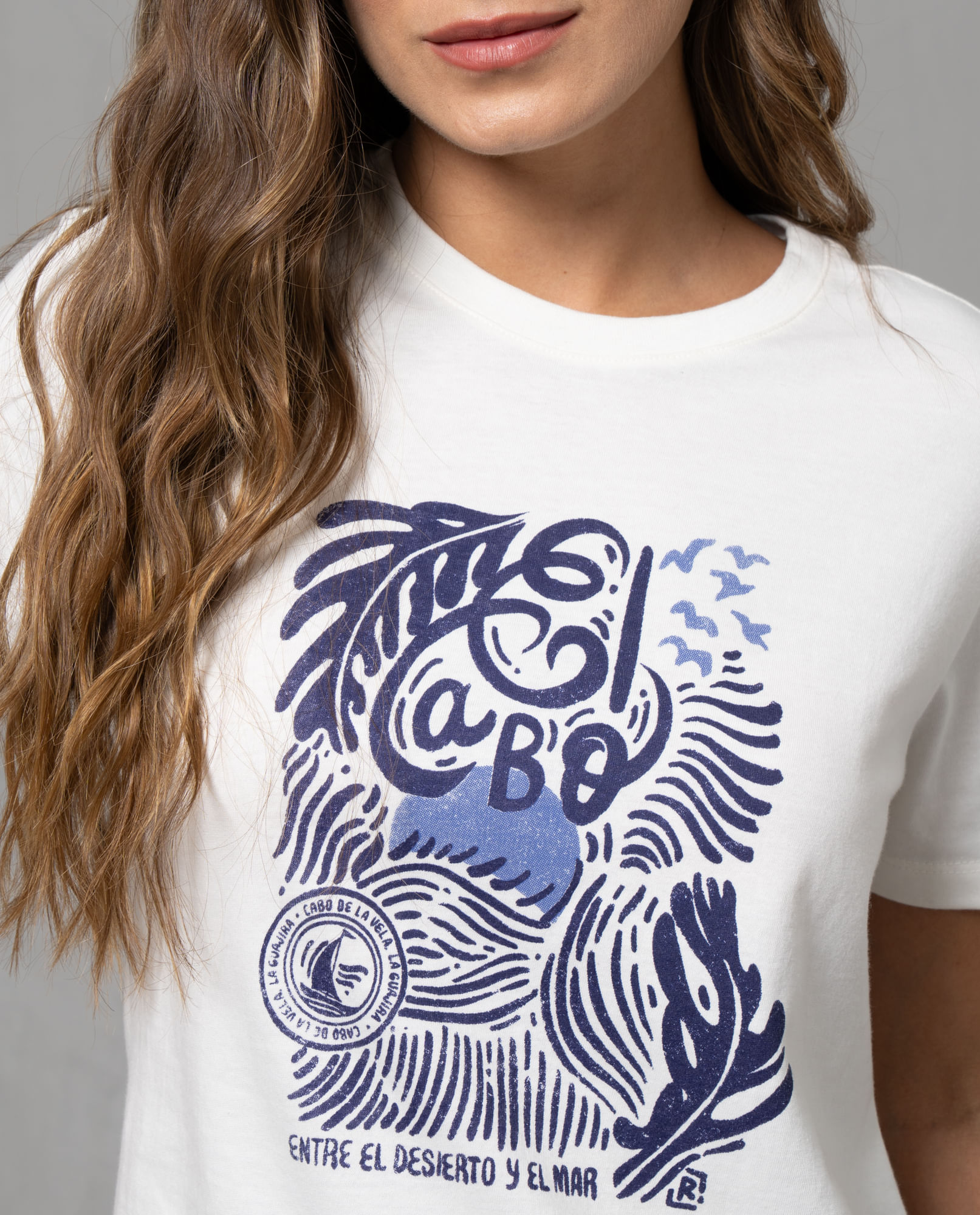 Camiseta manga corta estampada para mujer