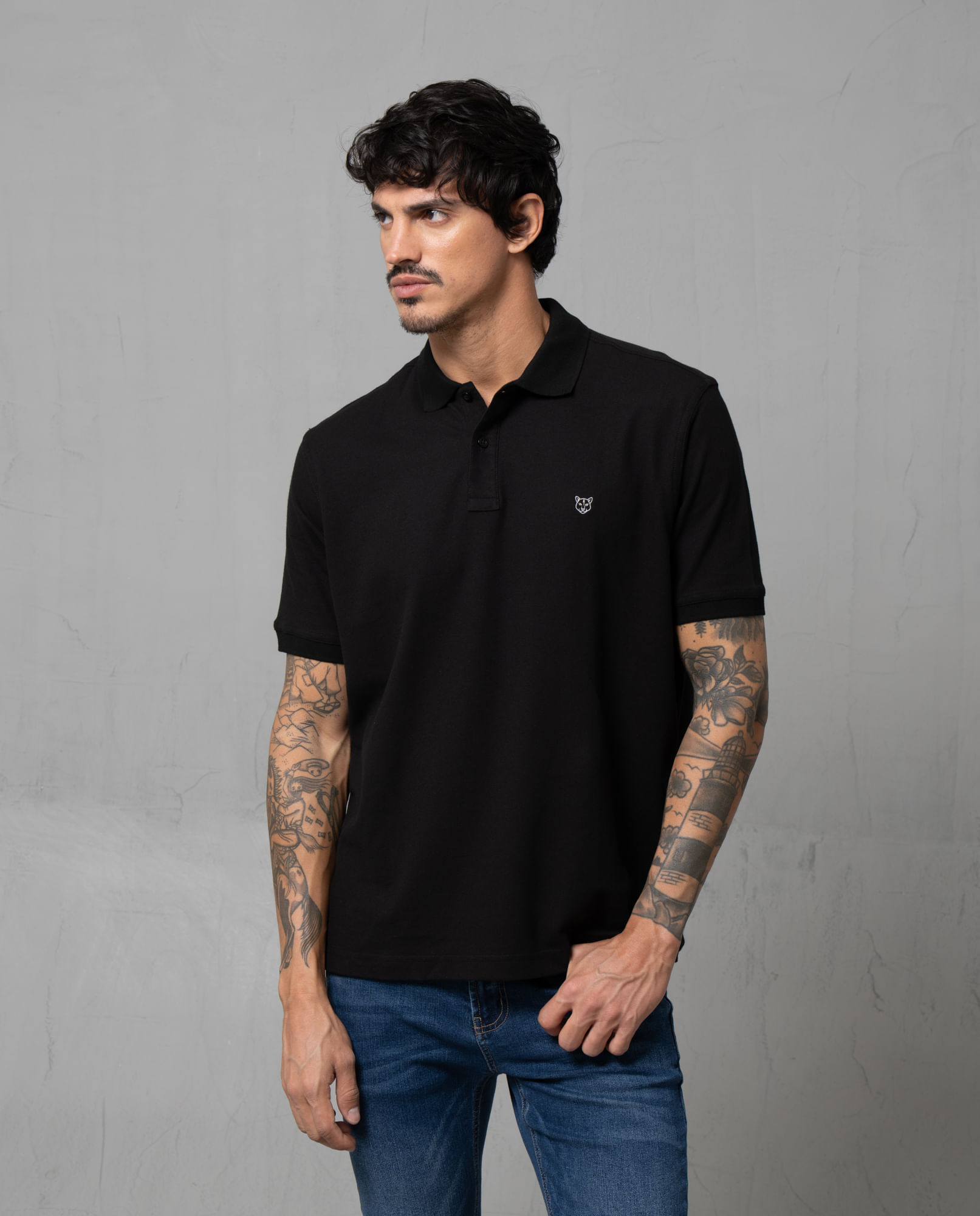 Polo con cuello tejido para hombre