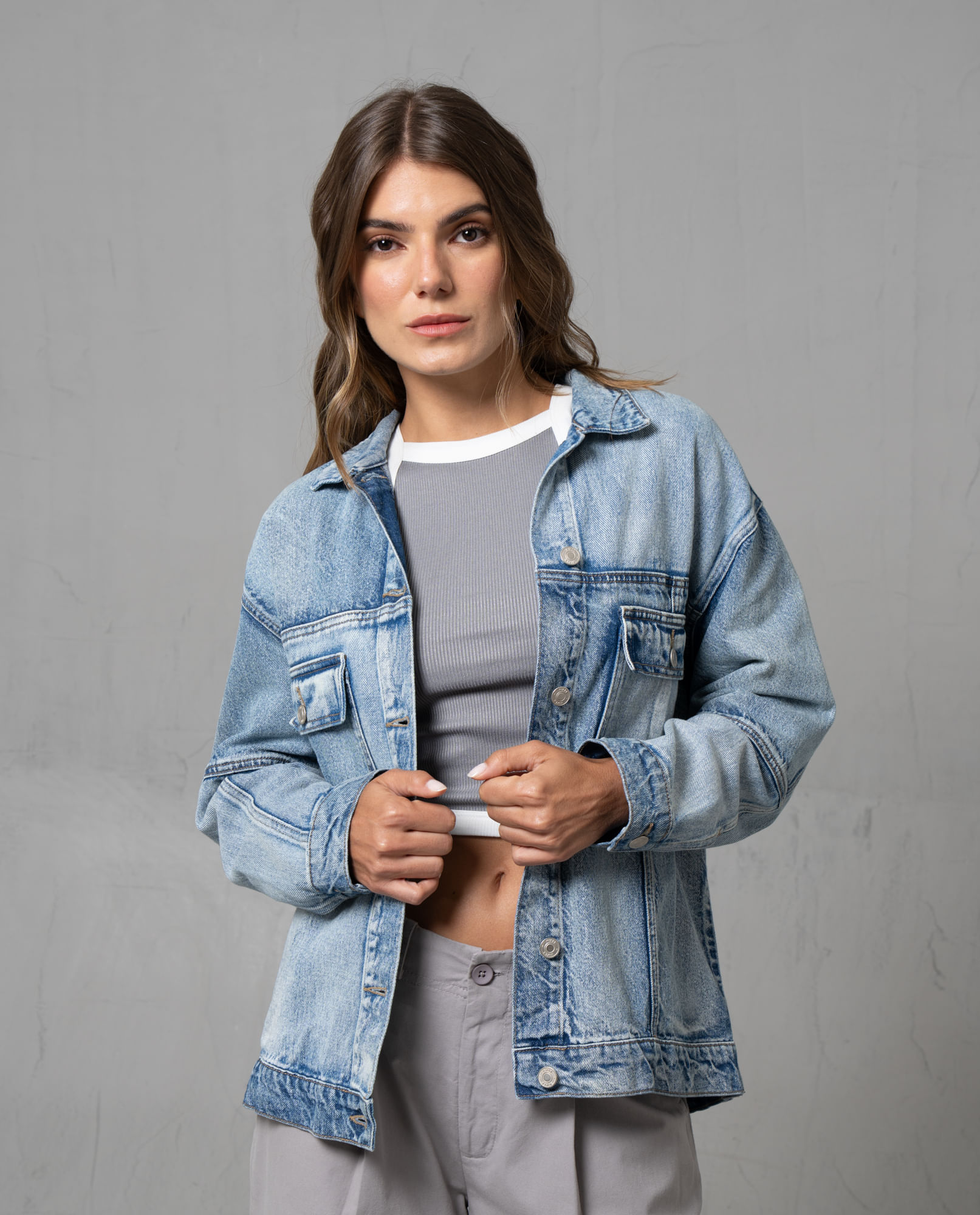 Chaqueta Trucker en bloques para mujer