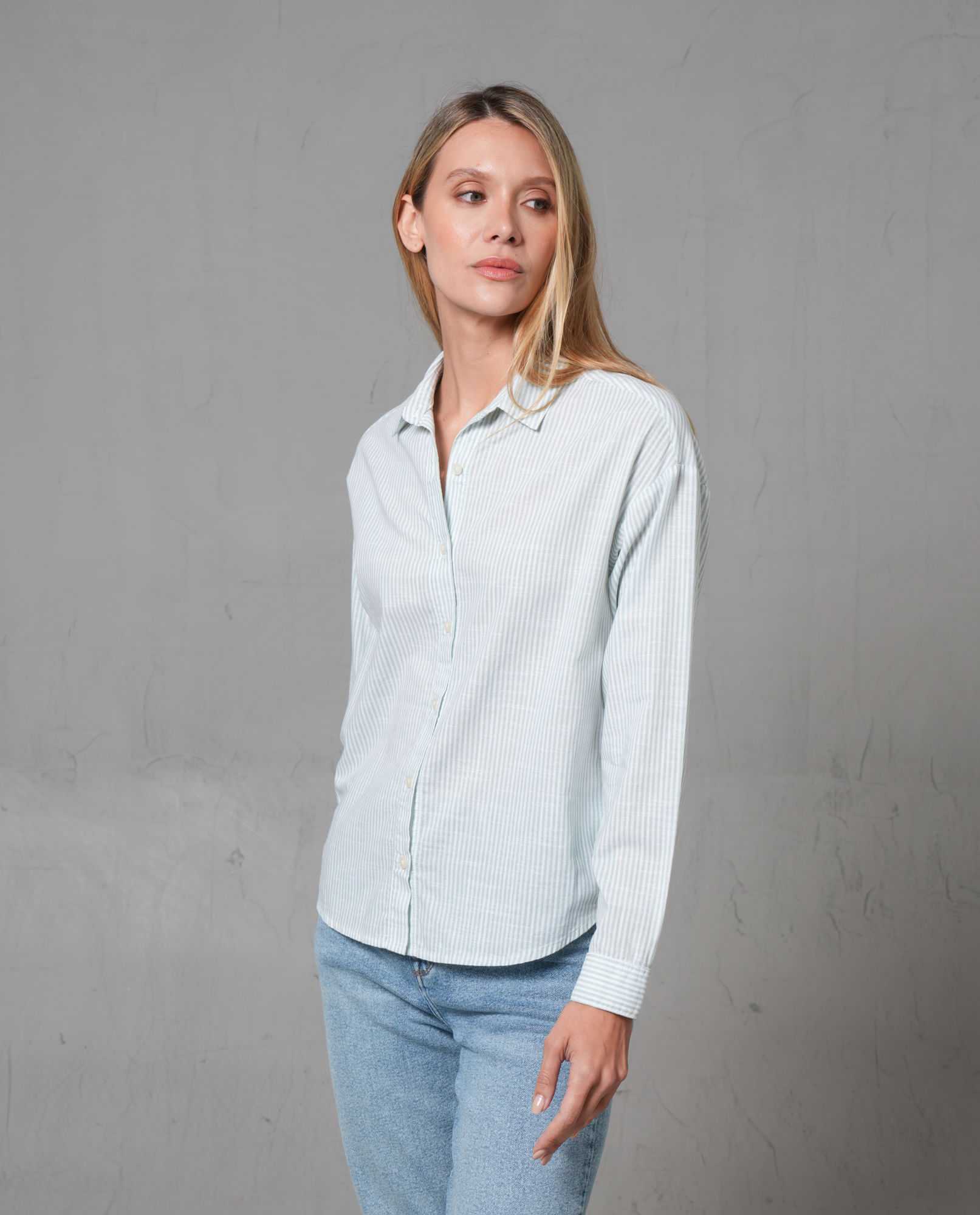 Camisa icónica con diseño preteñido a rayas para mujer