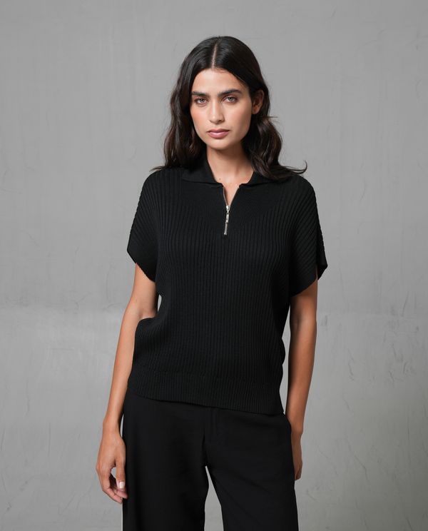 Camisa tejida con cierre en frente para mujer