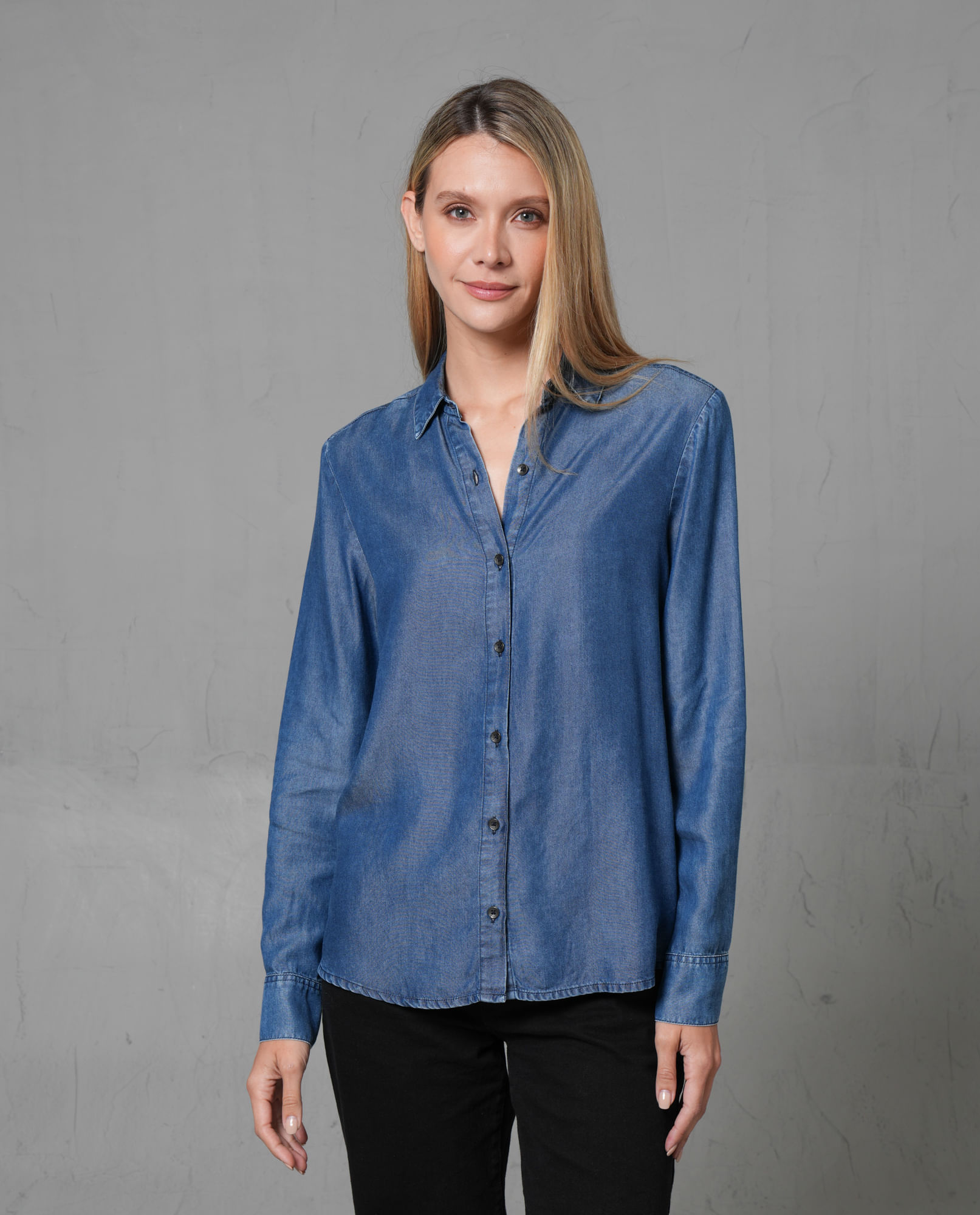 Camisa manga larga en lyocell para mujer