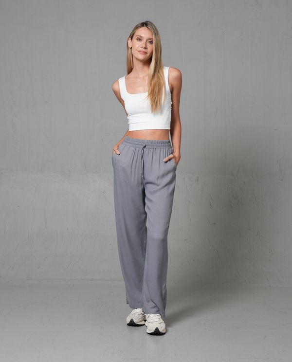 Pantalón Recto con pretina enresortada para mujer