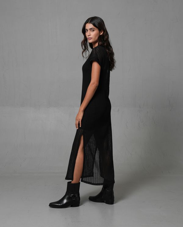 Vestido largo efecto tejido para mujer