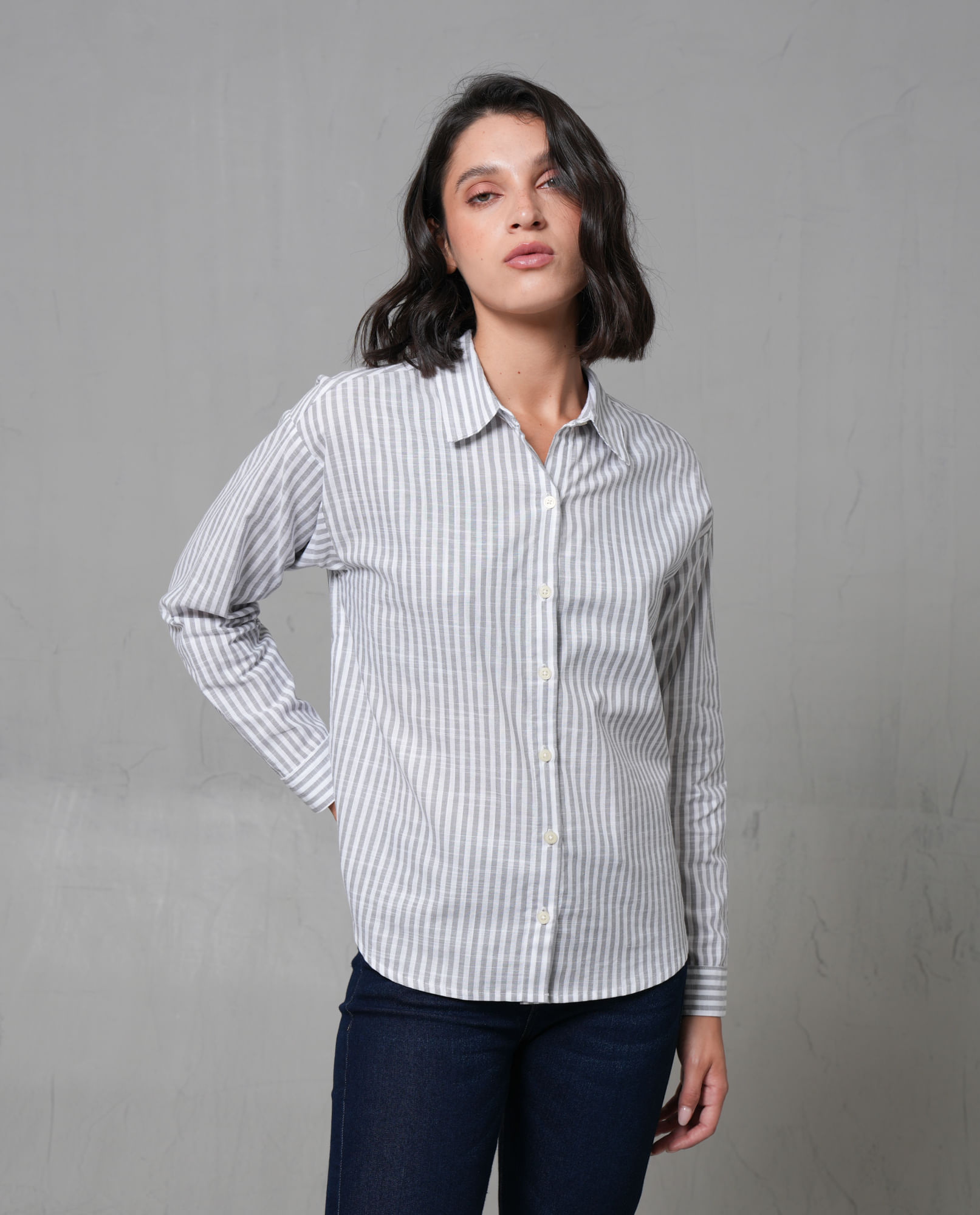 Camisa icónica con diseño preteñido a rayas para mujer