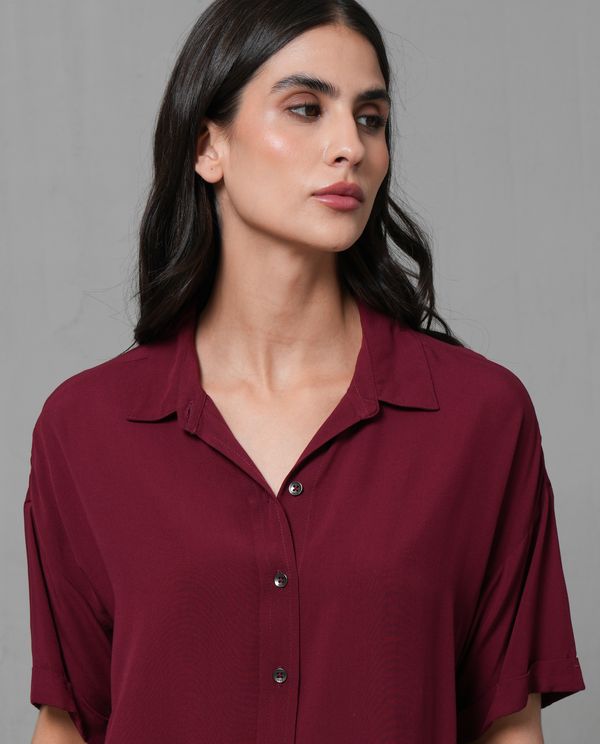 Camisa manga corta en viscosa para mujer