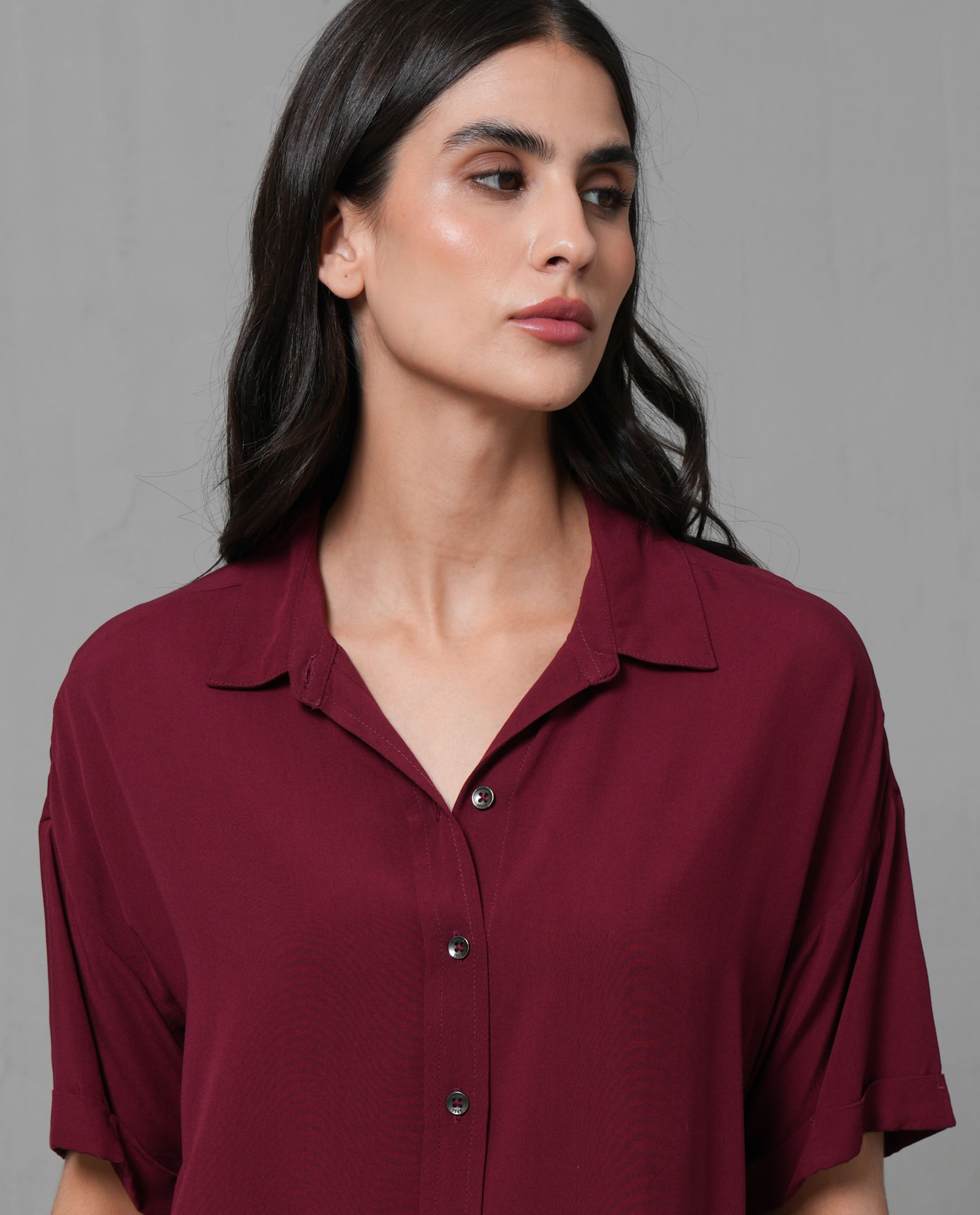 Camisa manga corta en viscosa para mujer