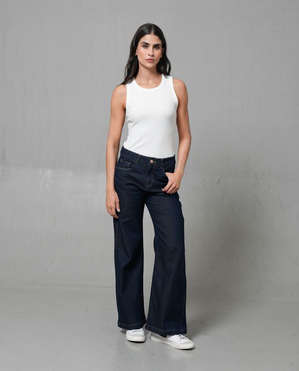 Jean Wide Leg semiajustado para mujer