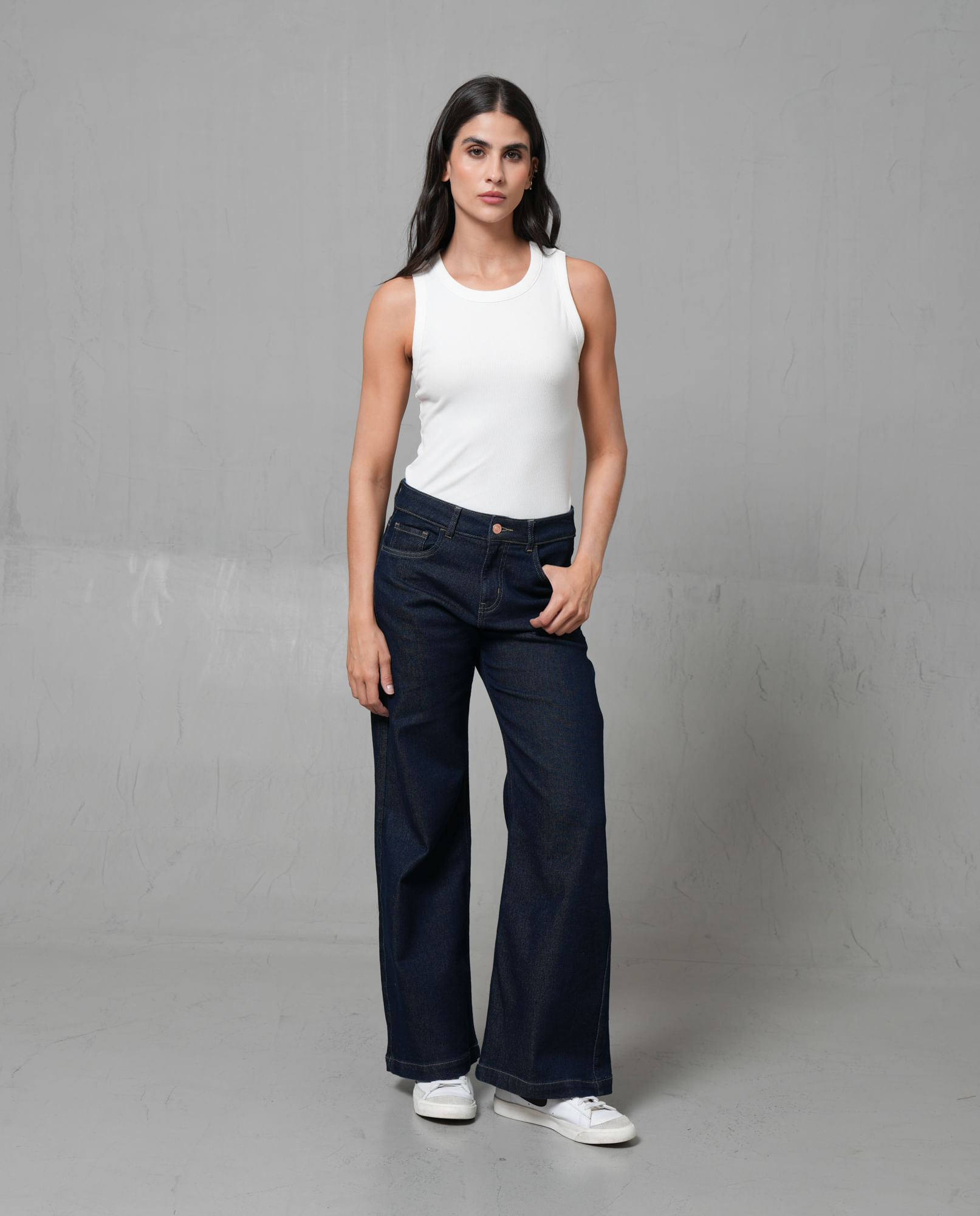 Jean Wide Leg semiajustado para mujer