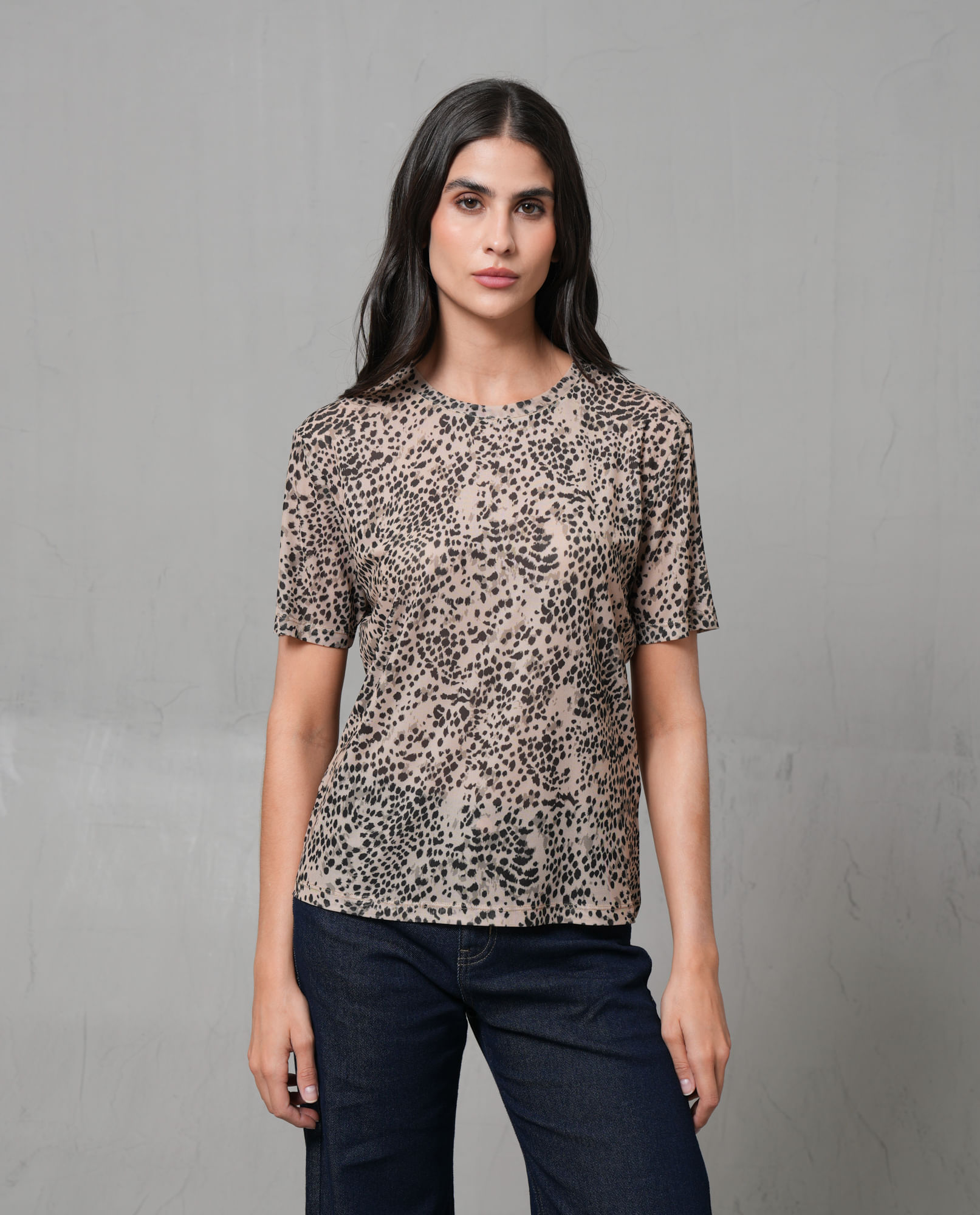 Camiseta manga corta de animal print para mujer