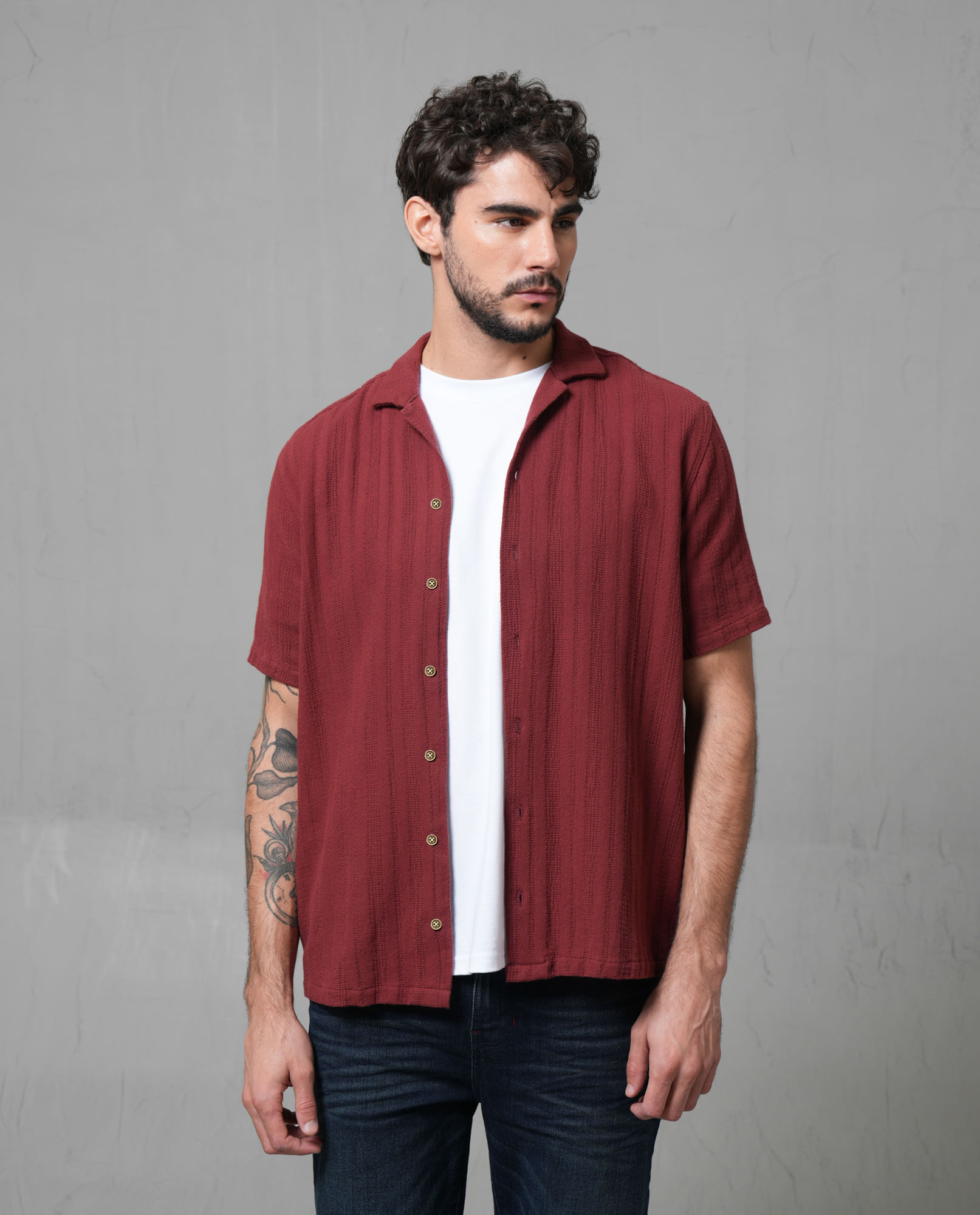 Camisa manga corta con textura para hombre